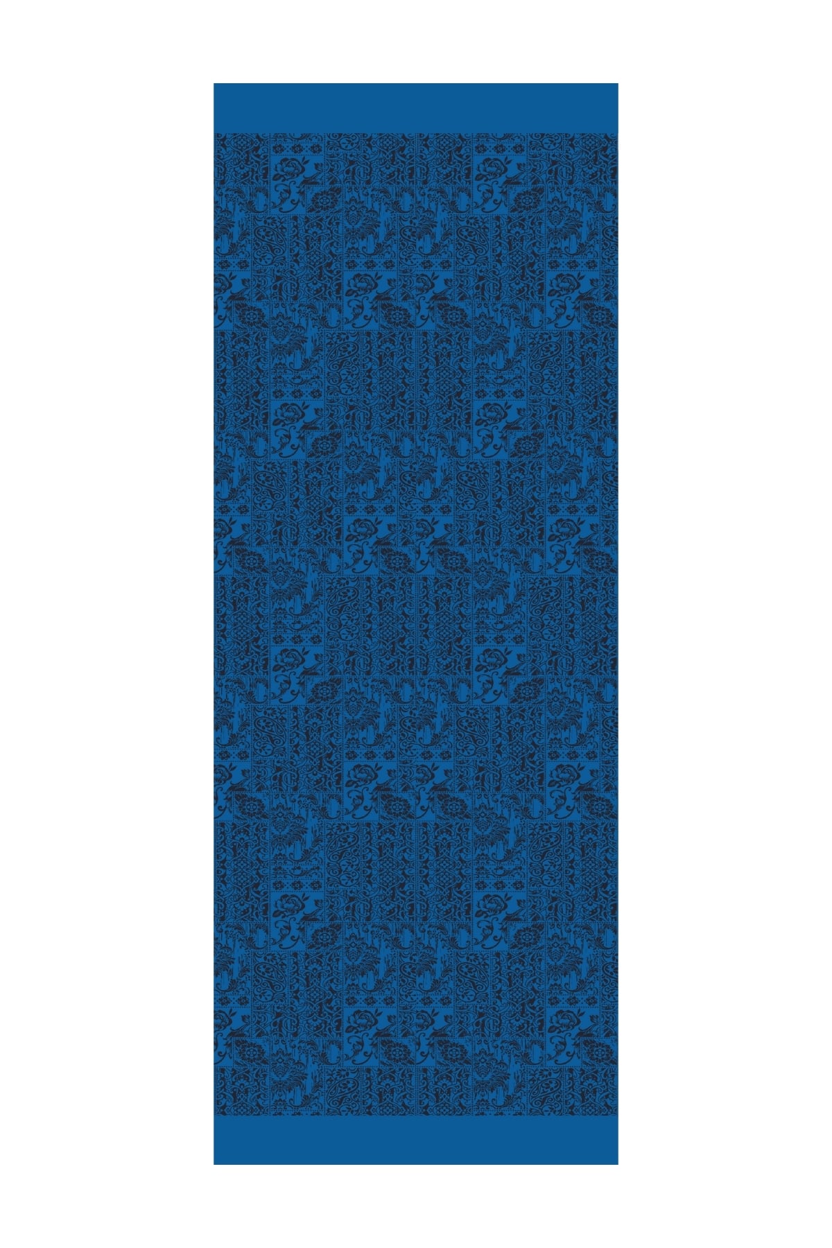 Toptan Henna Desen Çift Taraflı Şal - Siyah-İndigo
