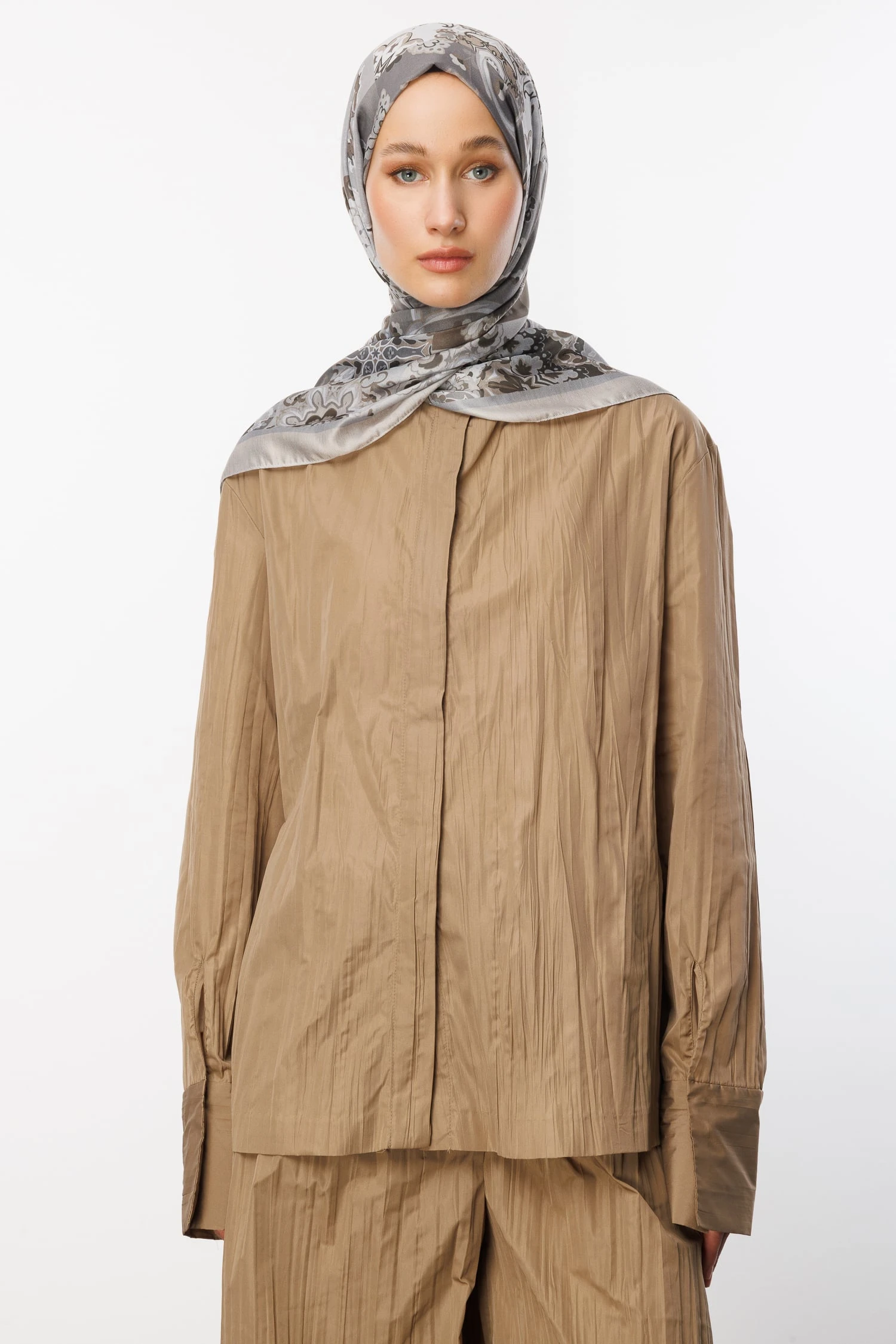 Wholesale Solhar Pattern Cotton Shawl - Stone Color