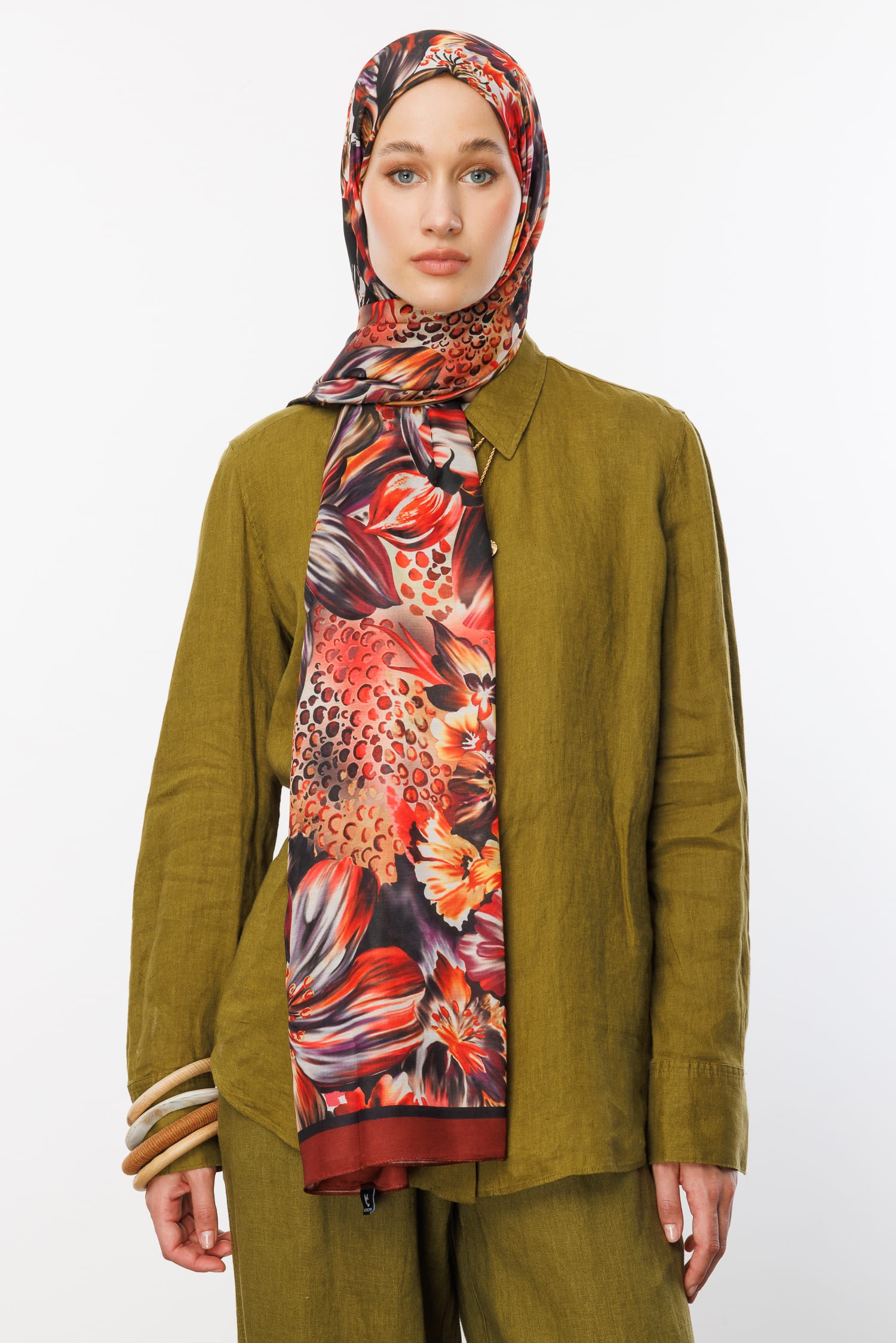 Toptan Larin Desen Pamuk Şal - Bordo