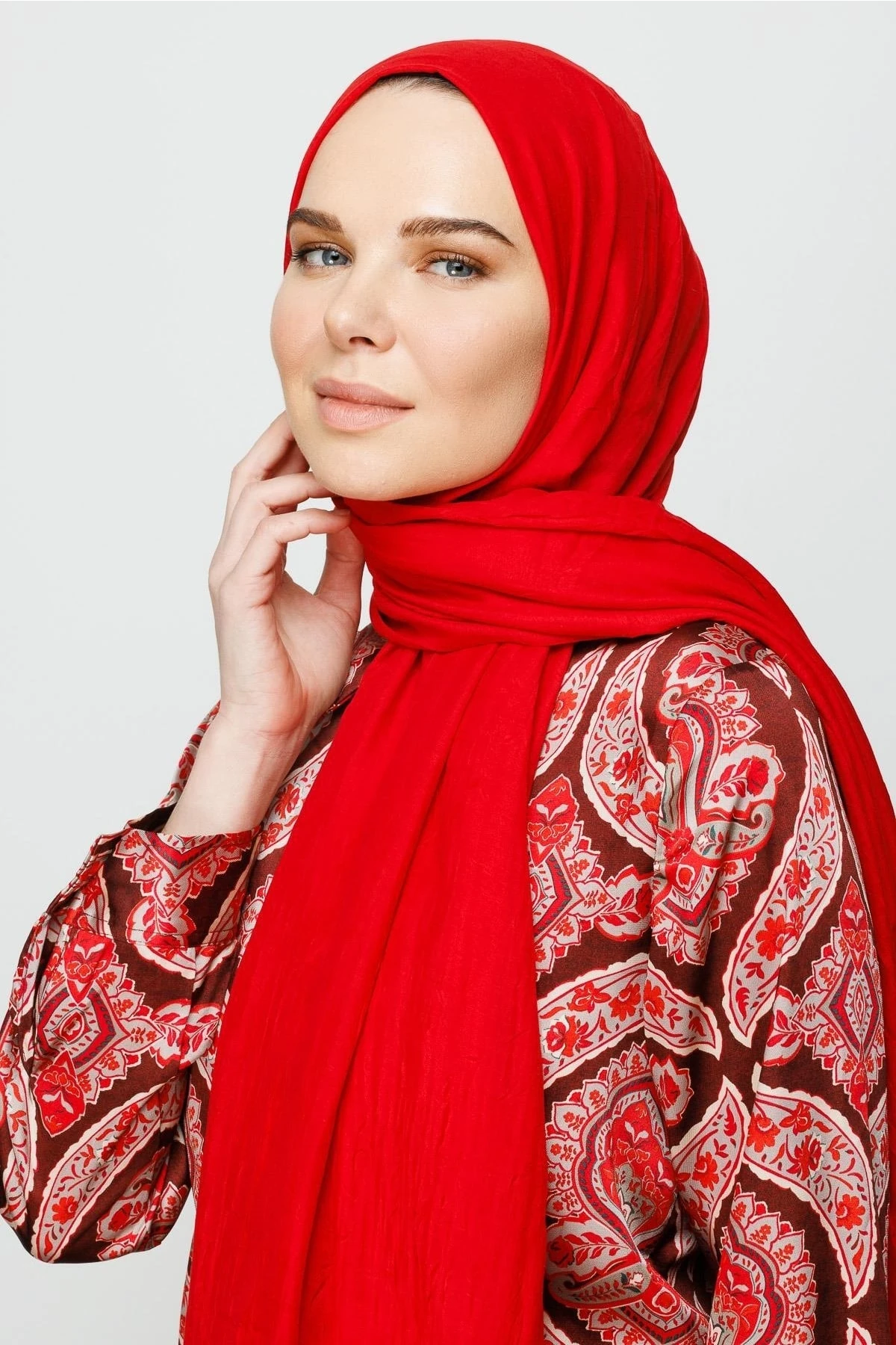 Toptan Bambu Şal - Kırmızı