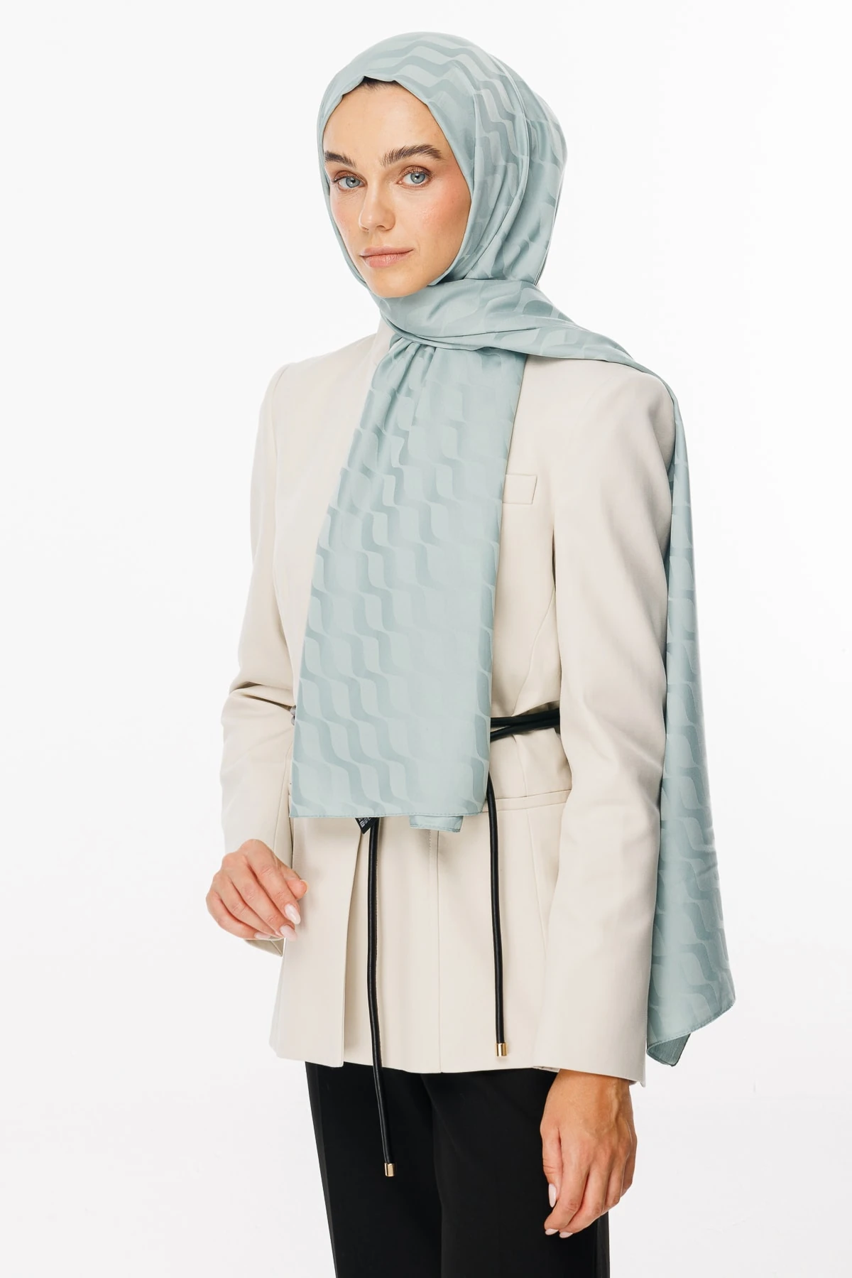 Toptan Dalga Desen İpeksi Jakar Şal - Çağla