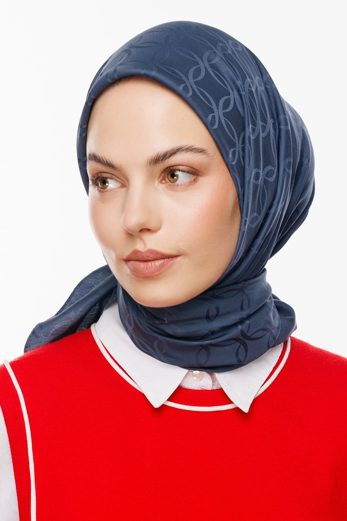 London Pattern Silky Jacquard Scarf - Anthracite