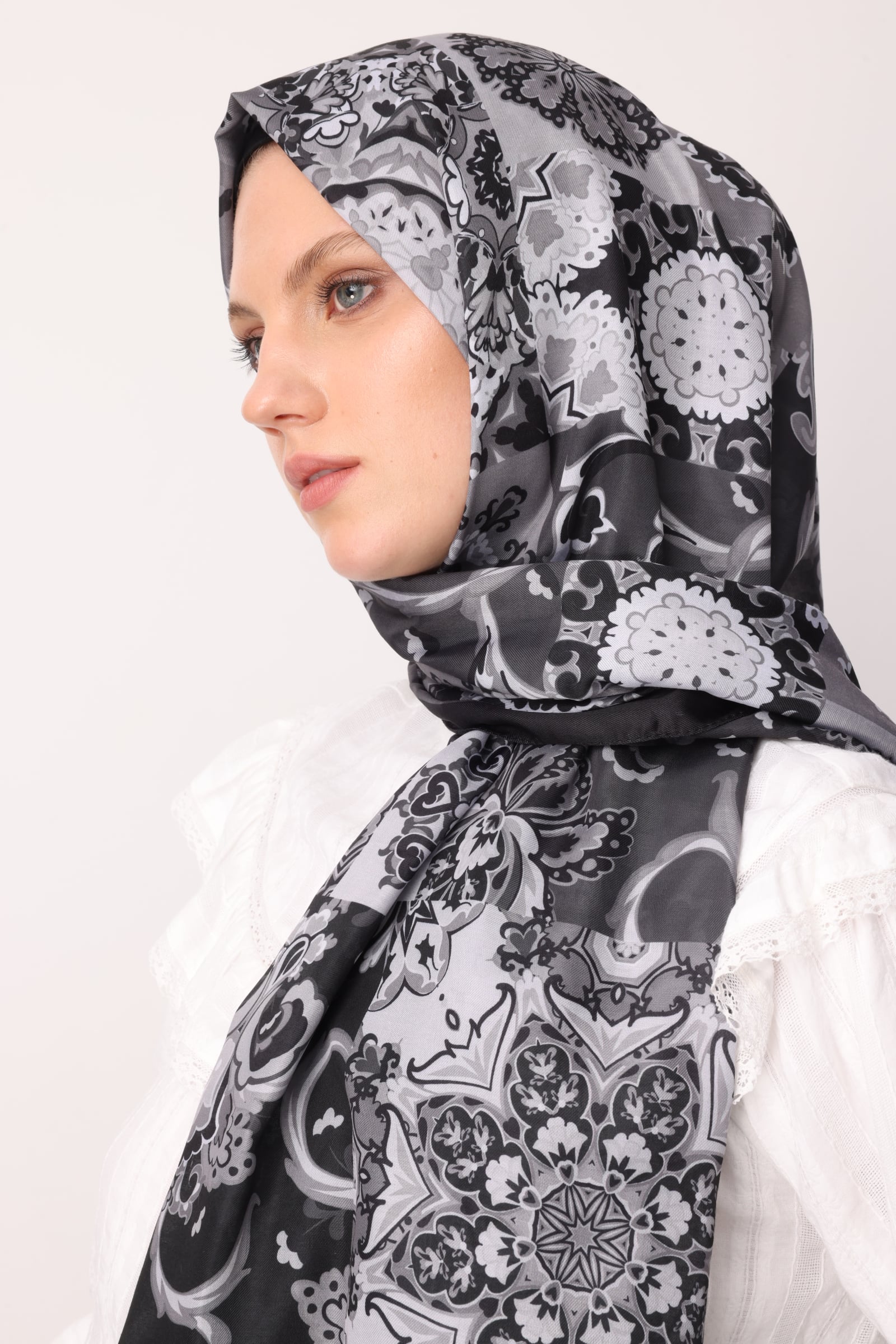 Wholesale Solhar Pattern Cotton Shawl - Black