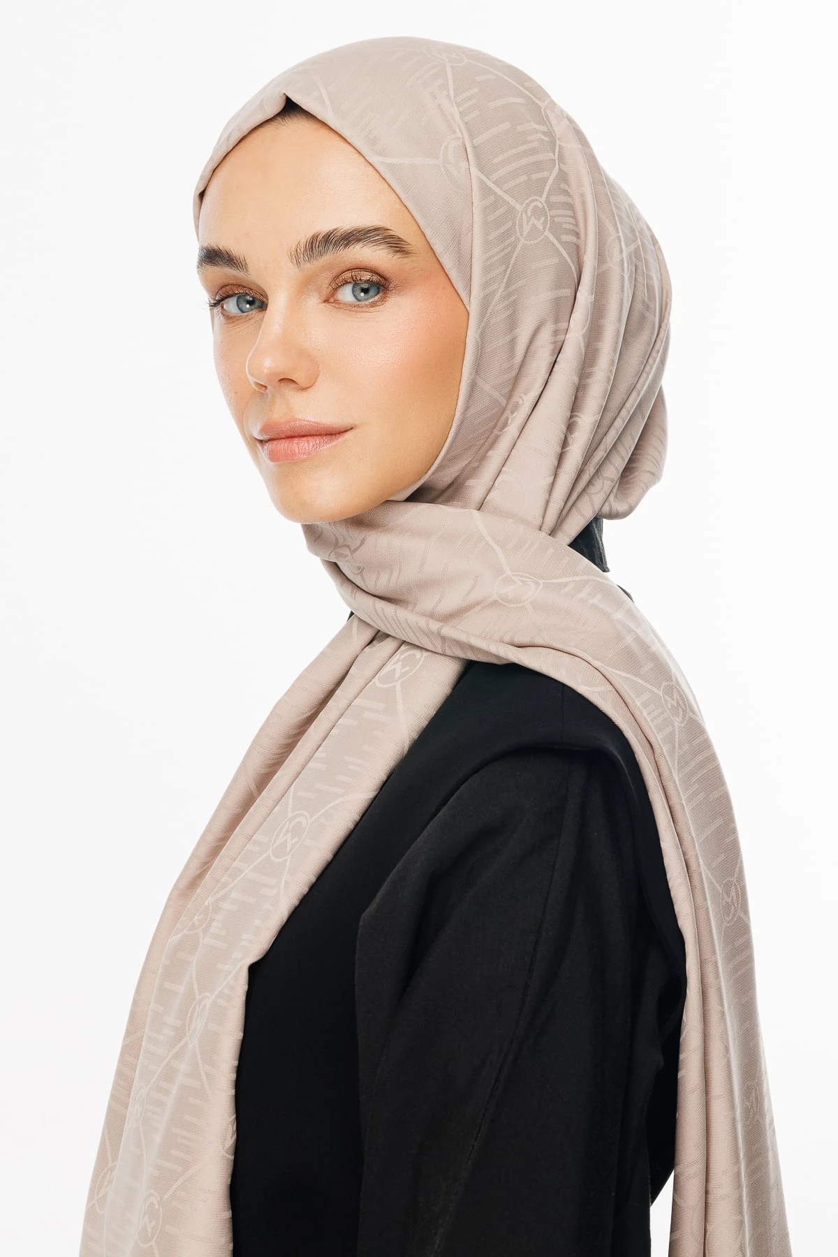 Toptan Moon Is Desen Jakar Şal - Bej