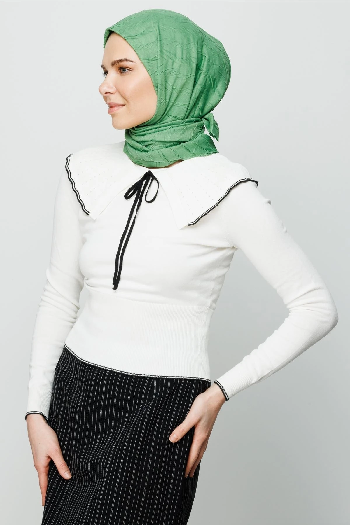 Pleated Bamboo Scarf - Aqua Green