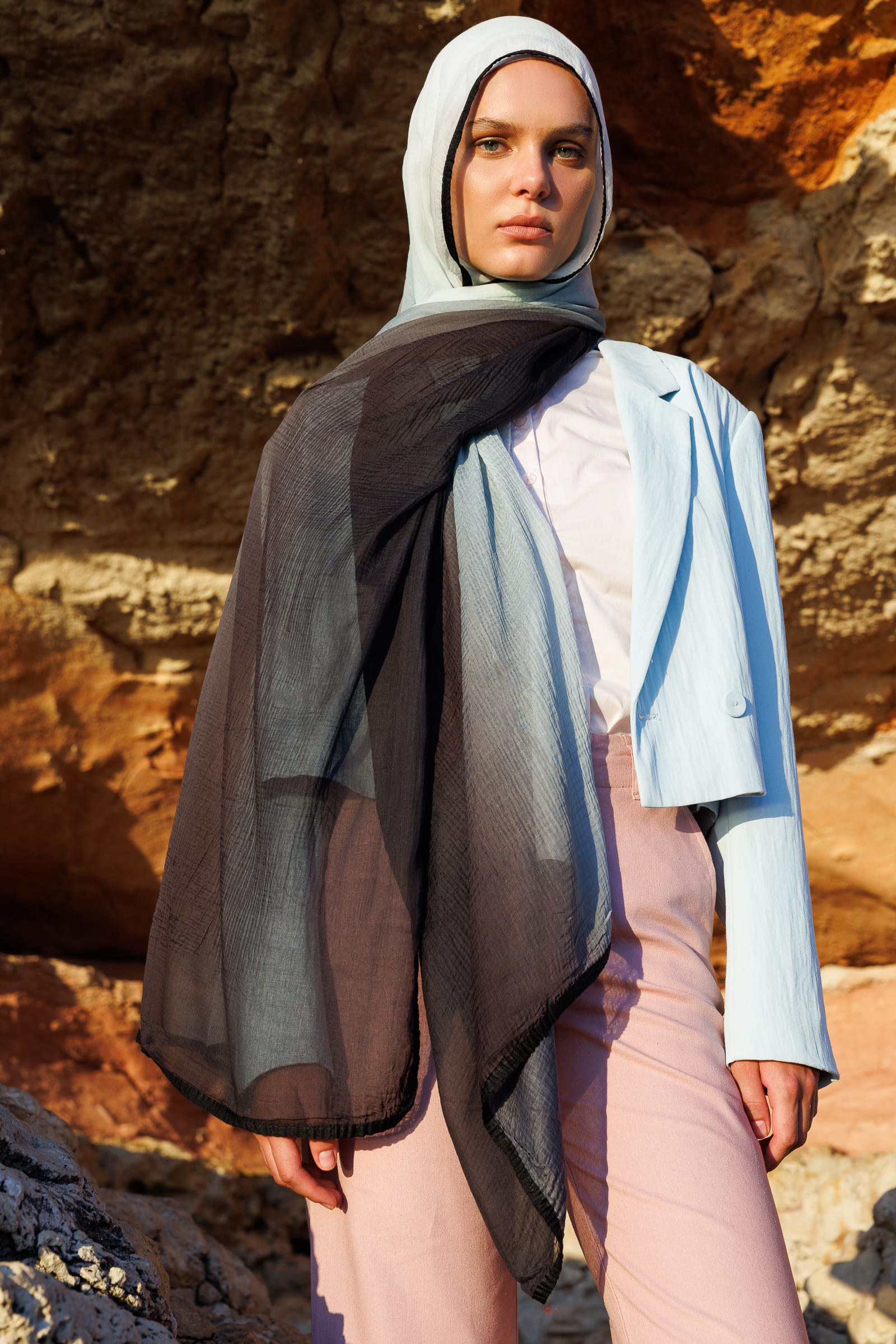 Toptan Degrade Müslin Şal - Mint Yeşili