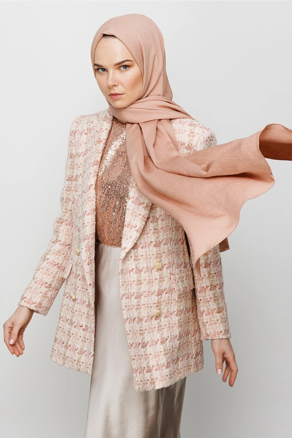 Wholesale Crinkle Medina Silk Shawl - Rose