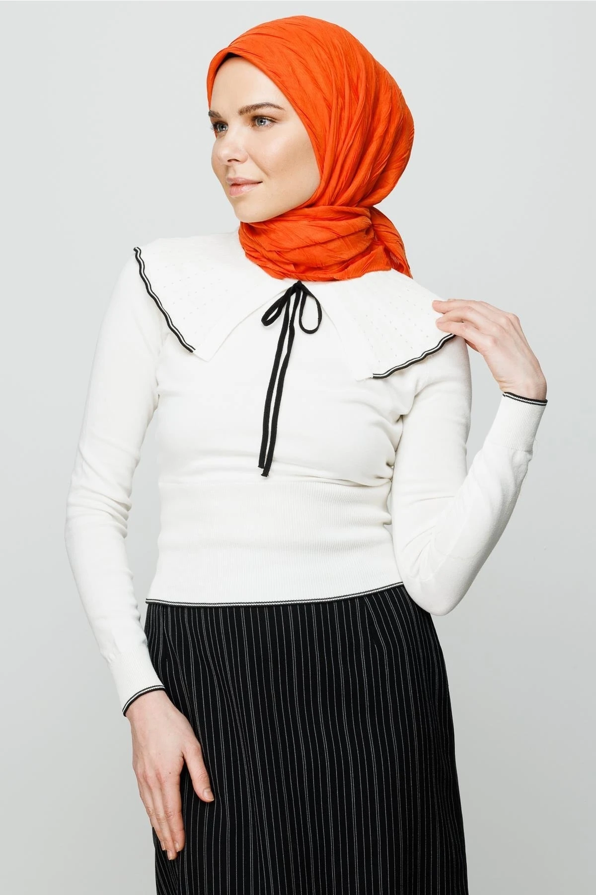 Pleated Bamboo Scarf - Orange