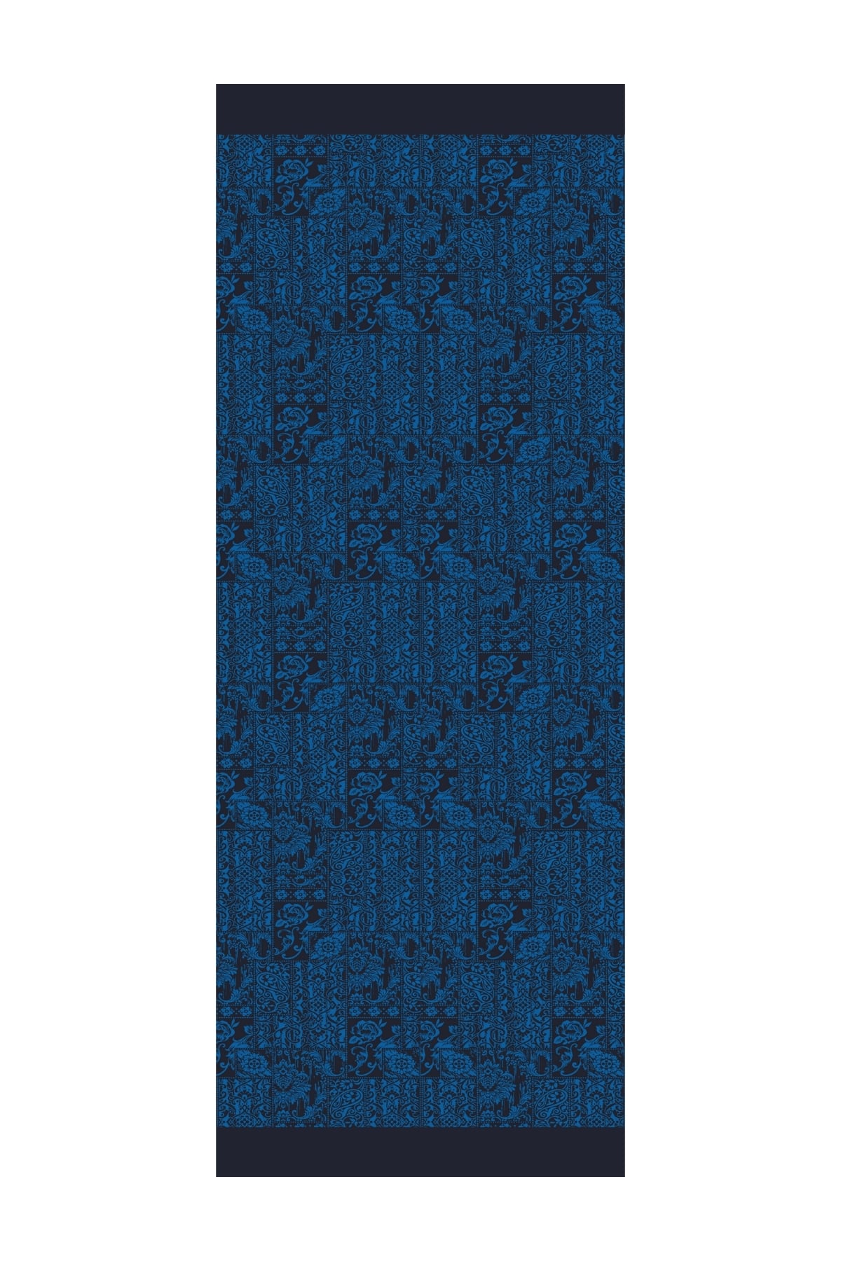 Toptan Henna Desen Çift Taraflı Şal - Siyah-İndigo