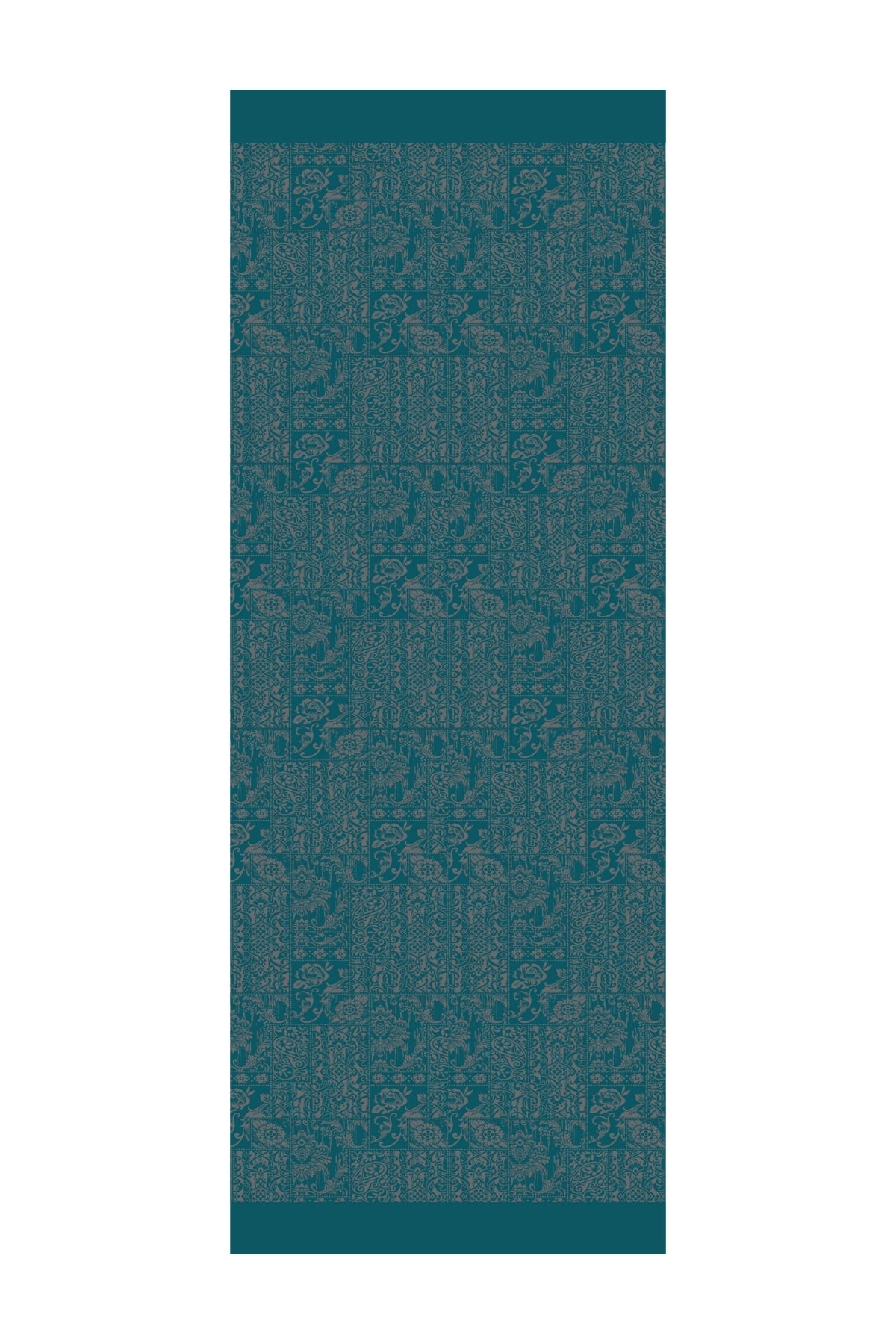 Toptan Henna Desen Çift Taraflı Şal - Koyu Gri-Zümrüt