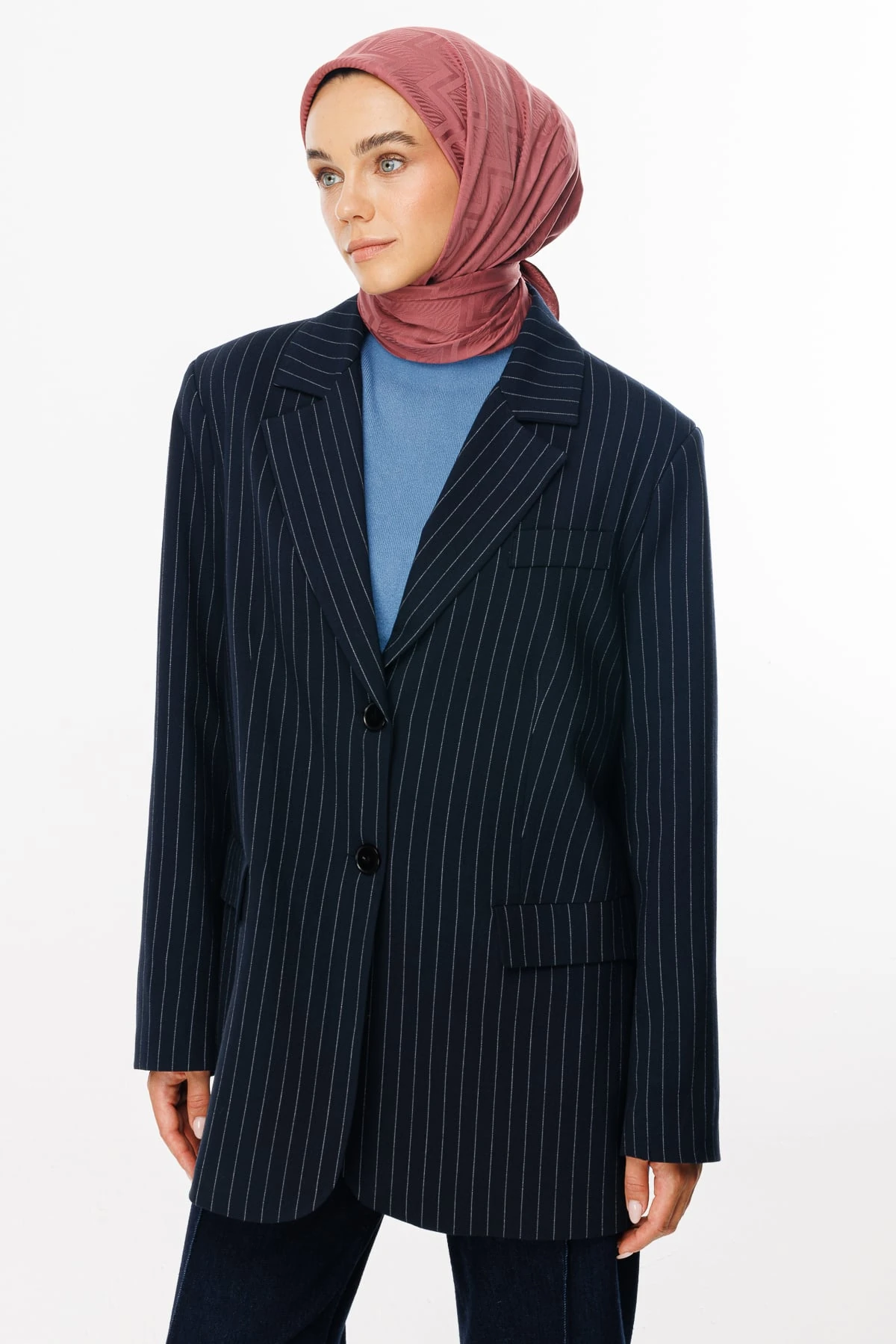 Toptan Viora Desen İpeksi Jakar Eşarp - Gül Kurusu