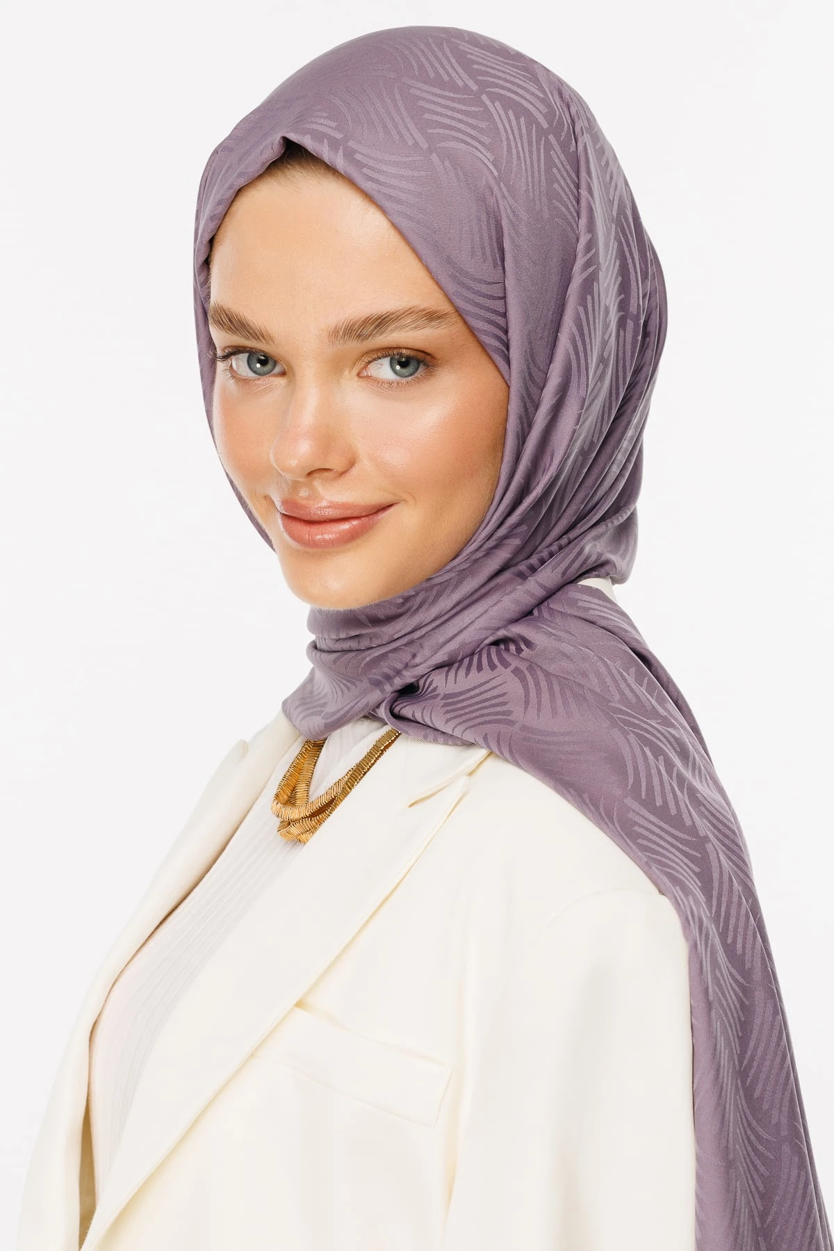 Aura Pattern Silk Jacquard Shawl - Lavender