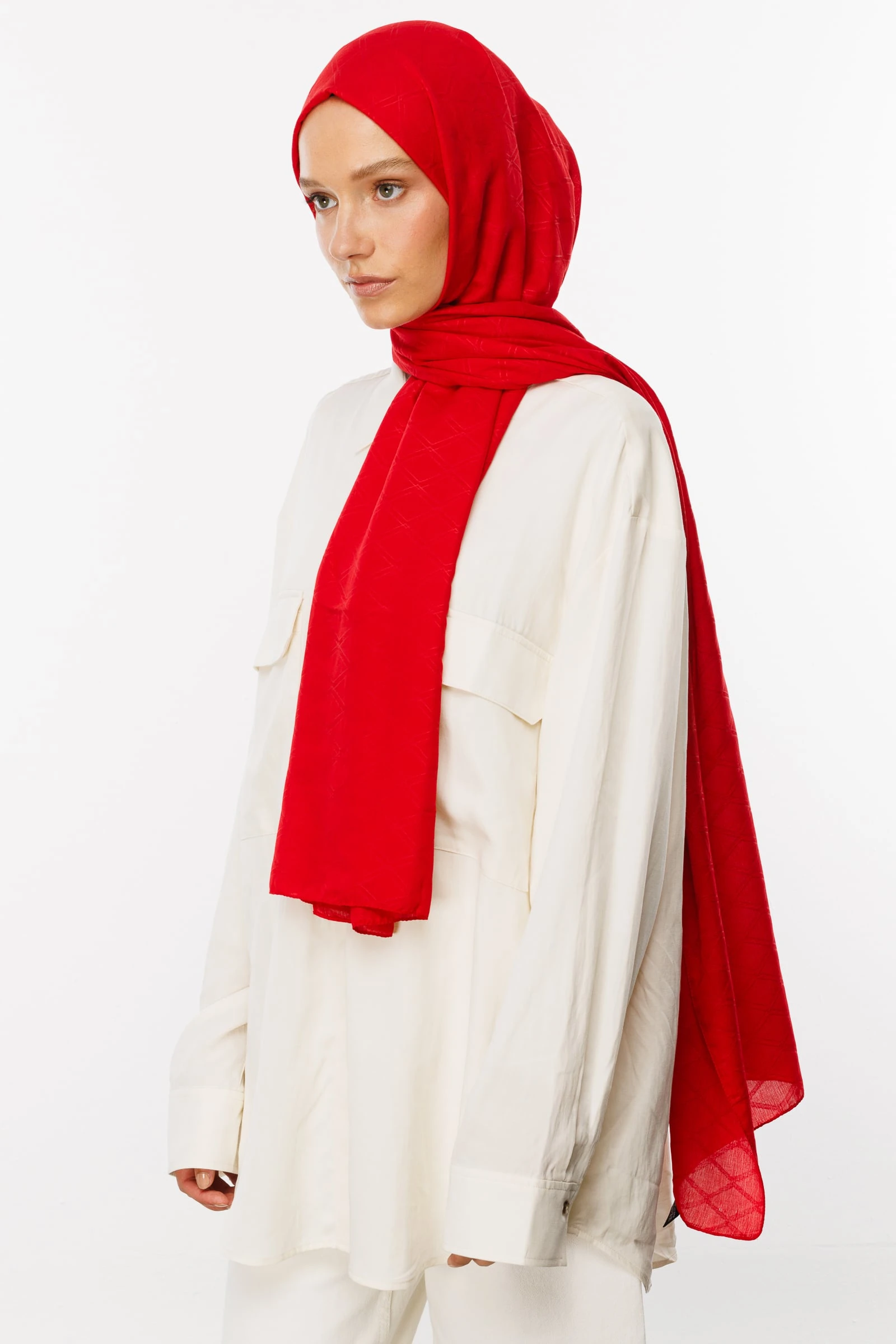 Bamboo Jacquard Shawl - Red