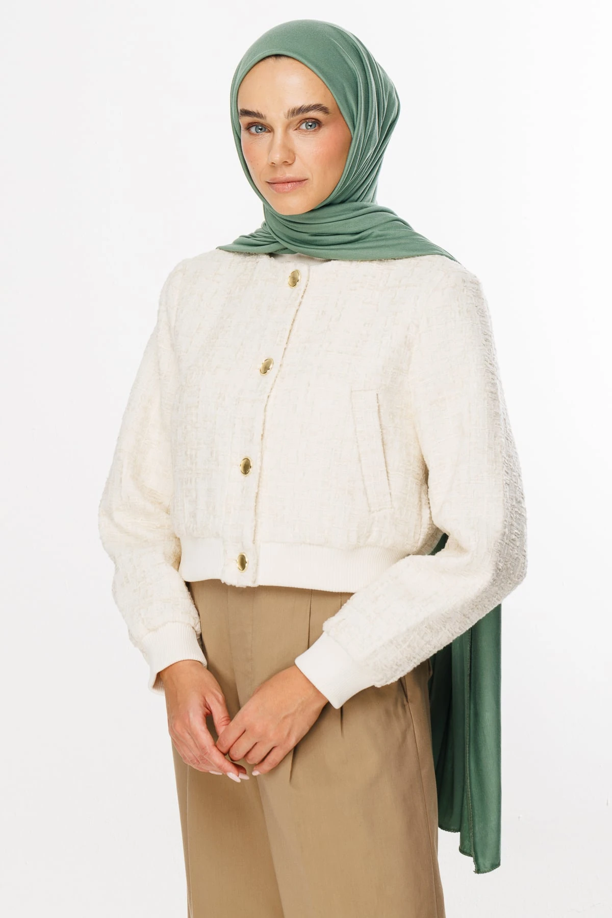 Toptan Penye Şal - Küf Yeşili