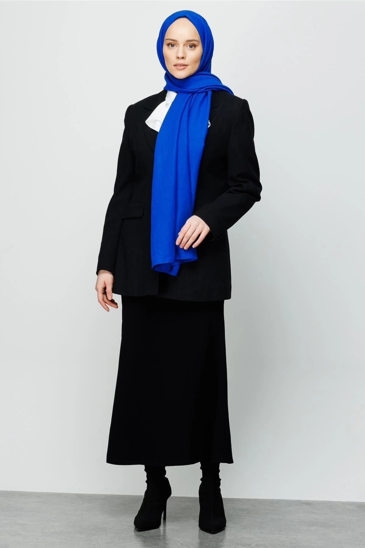 Toptan Pamuk Kraş Şal - Saks Mavi