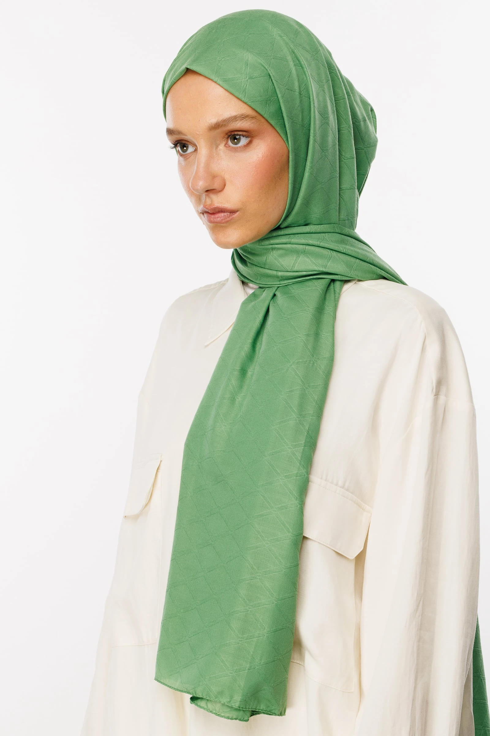 Bamboo Jacquard Shawl - Aqua Green