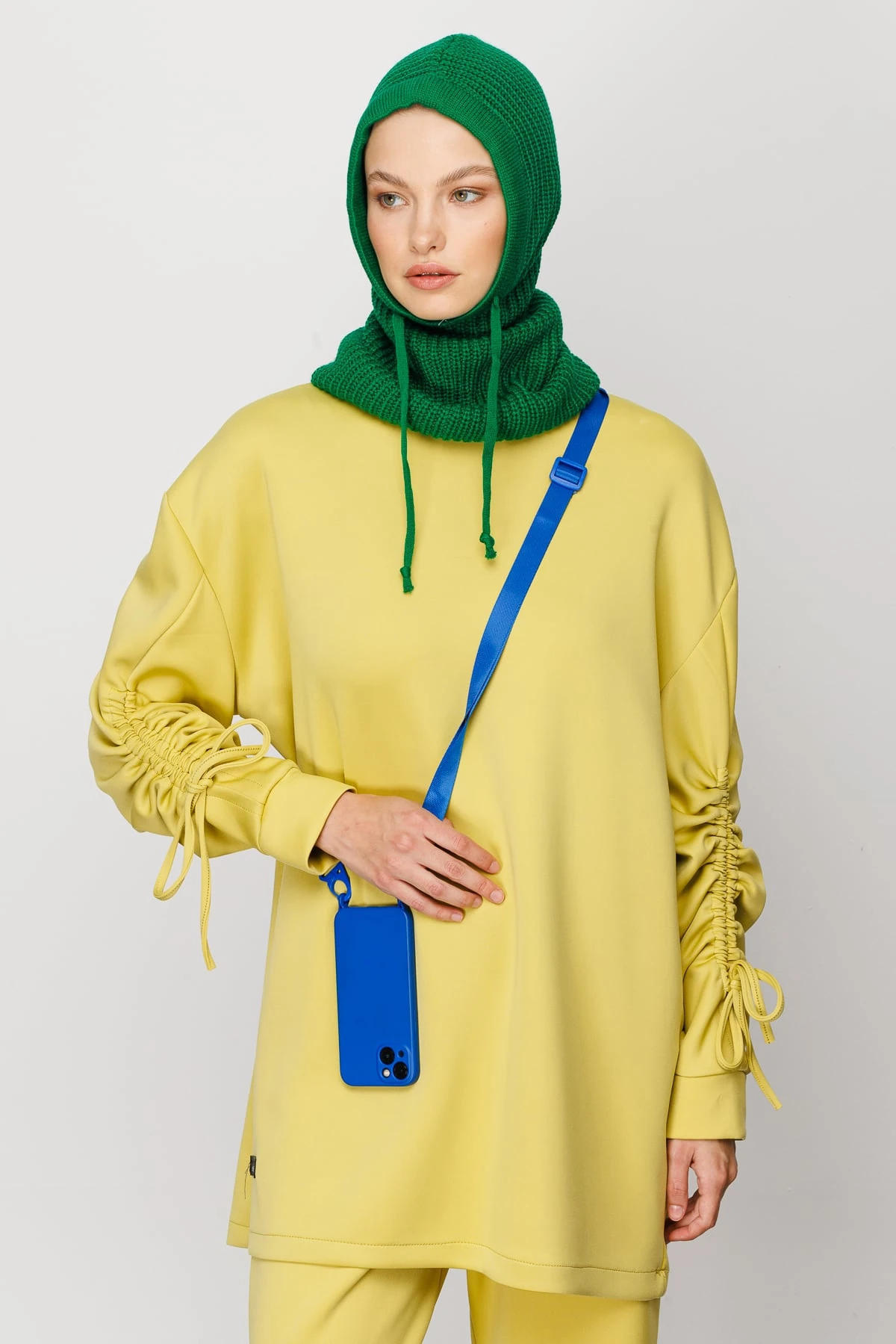 Toptan Balaclava Triko Başlık - Benetton Yeşili