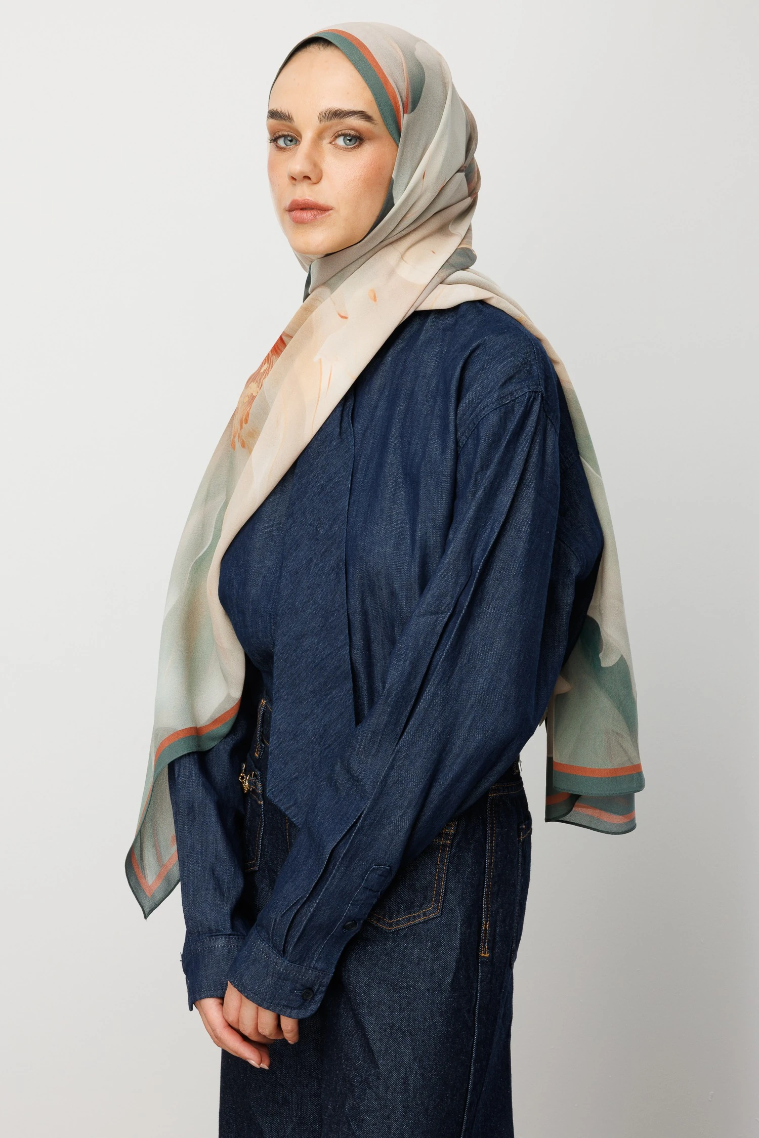 Toptan Pure Desen Hebei İpek Şal - Soft Yeşil