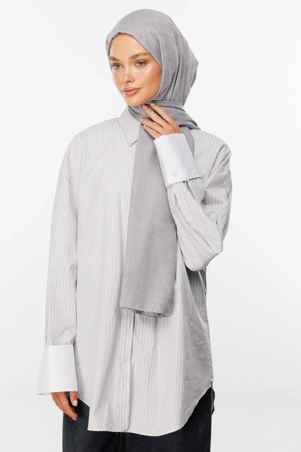 Bamboo Jacquard Shawl - Silver