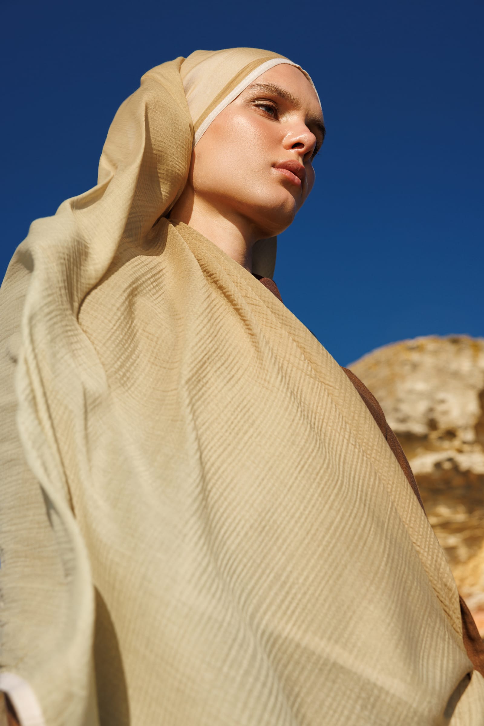 Ombre Muslin Shawl - Olive Green