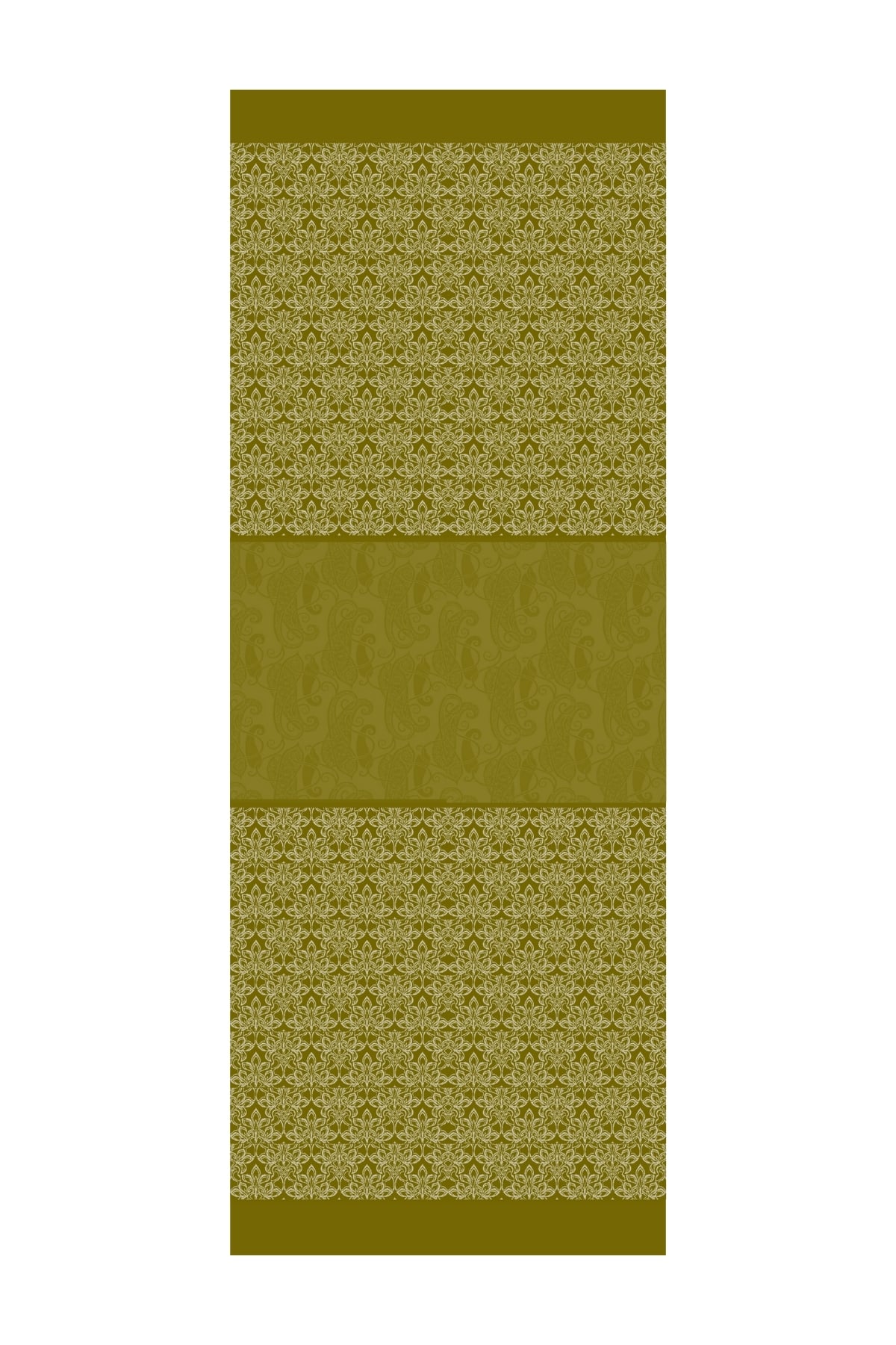 Nora-Pattern Reversible Shawl - Oil Green-Ecru