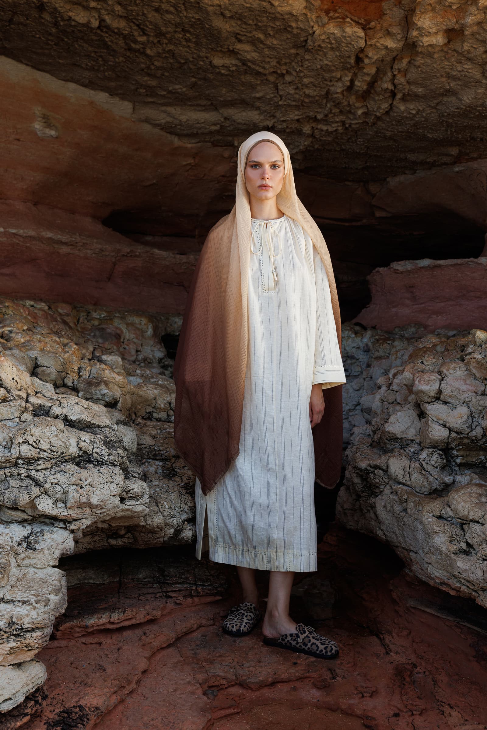 Toptan Degrade Müslin Şal - Karamel