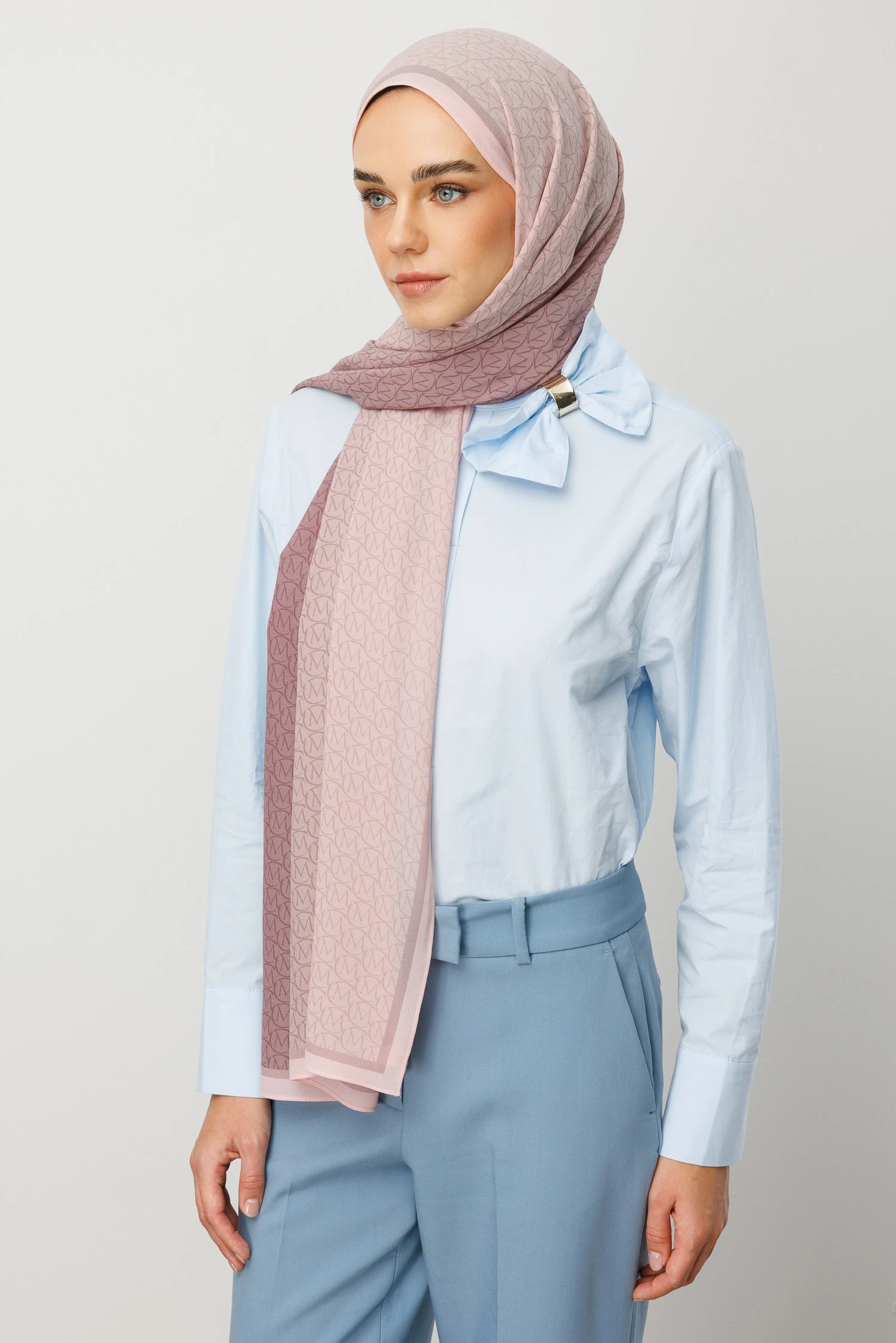 Wholesale Monogram Hebei Silk Shawl - Powder