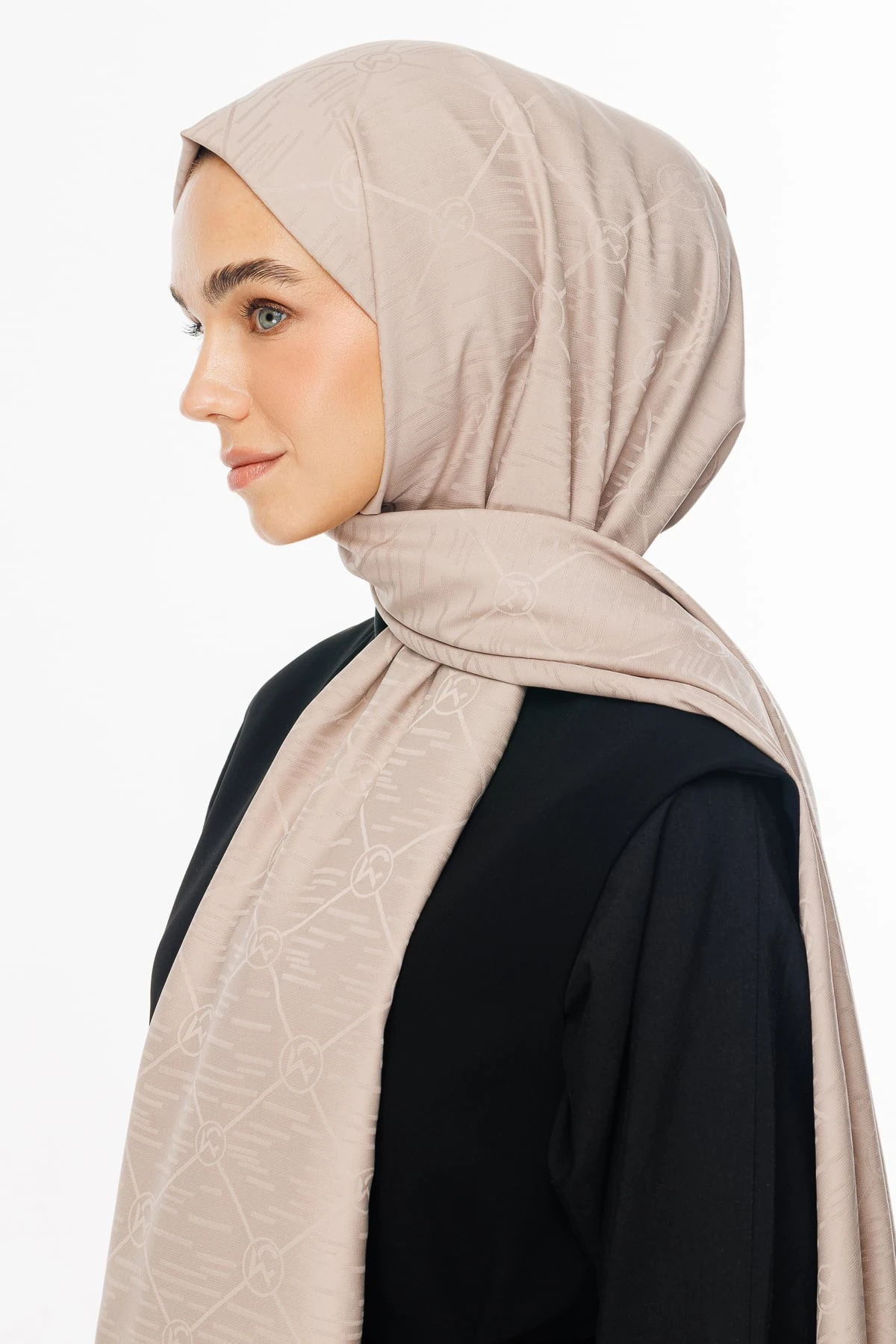 Toptan Moon Is Desen Jakar Şal - Bej