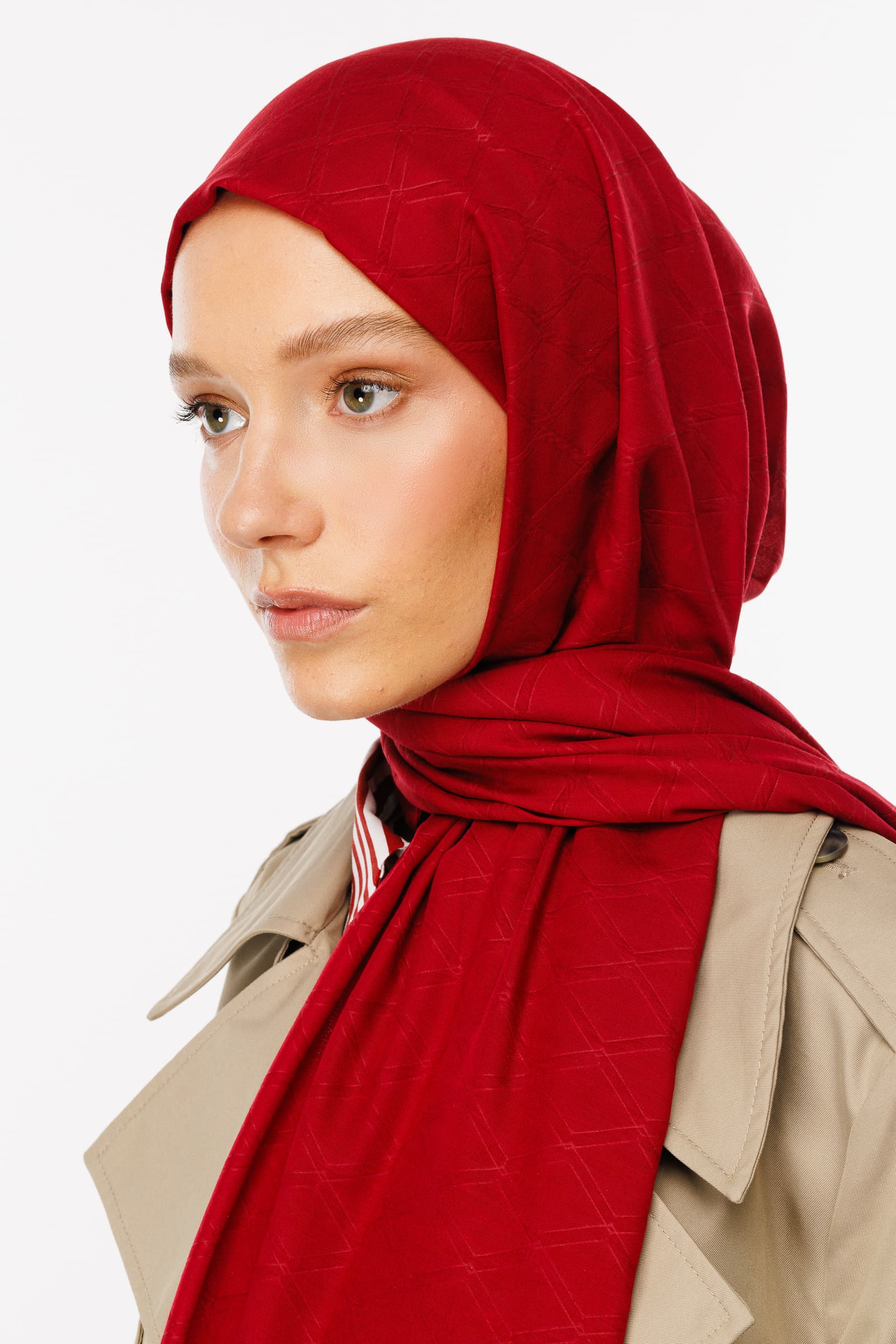 Bamboo Jacquard Shawl - Claret Red