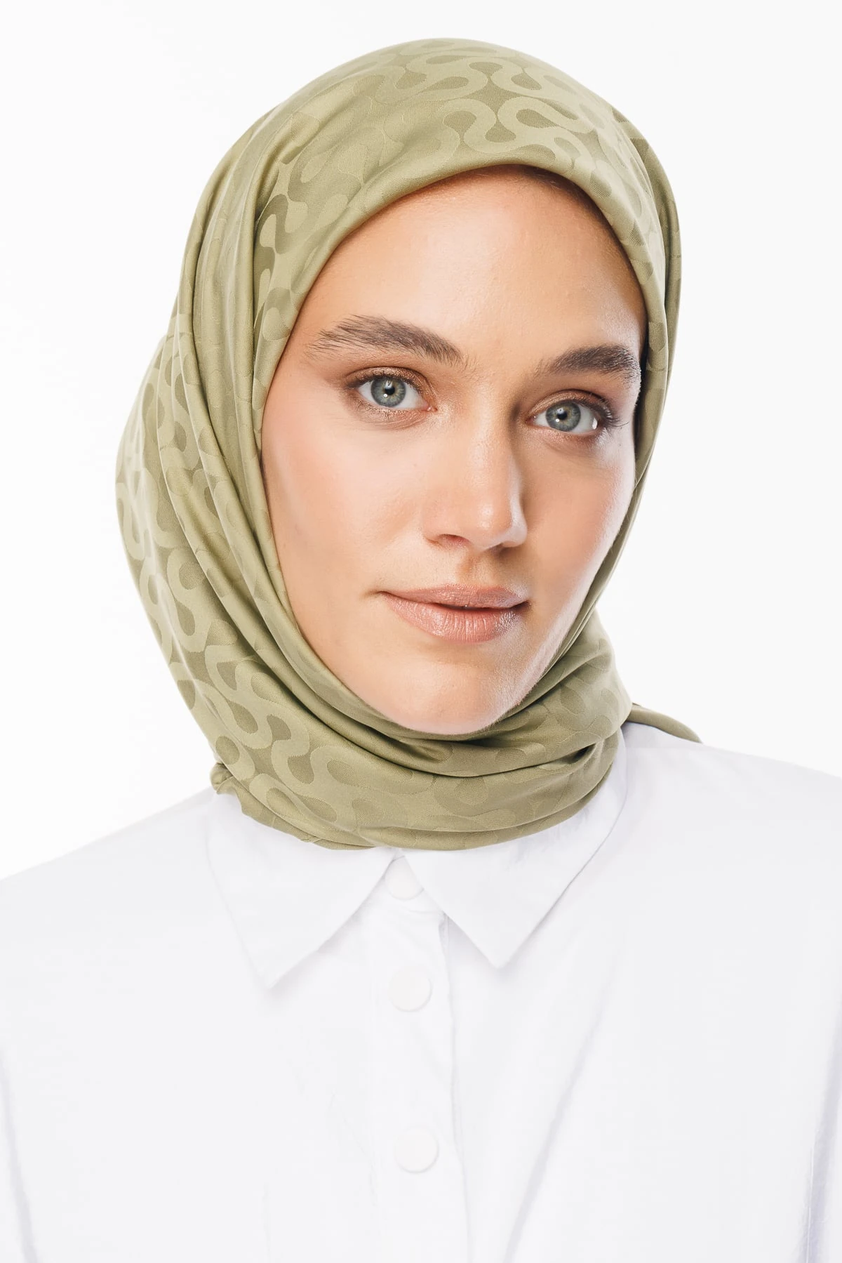 Moon Pattern Silky Jacquard Scarf - Soft Green