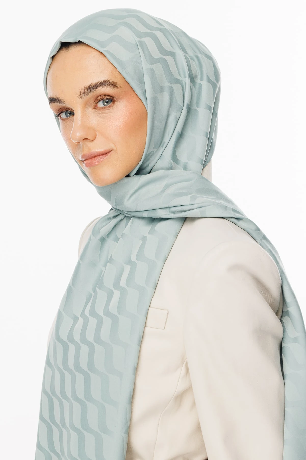 Toptan Dalga Desen İpeksi Jakar Şal - Çağla