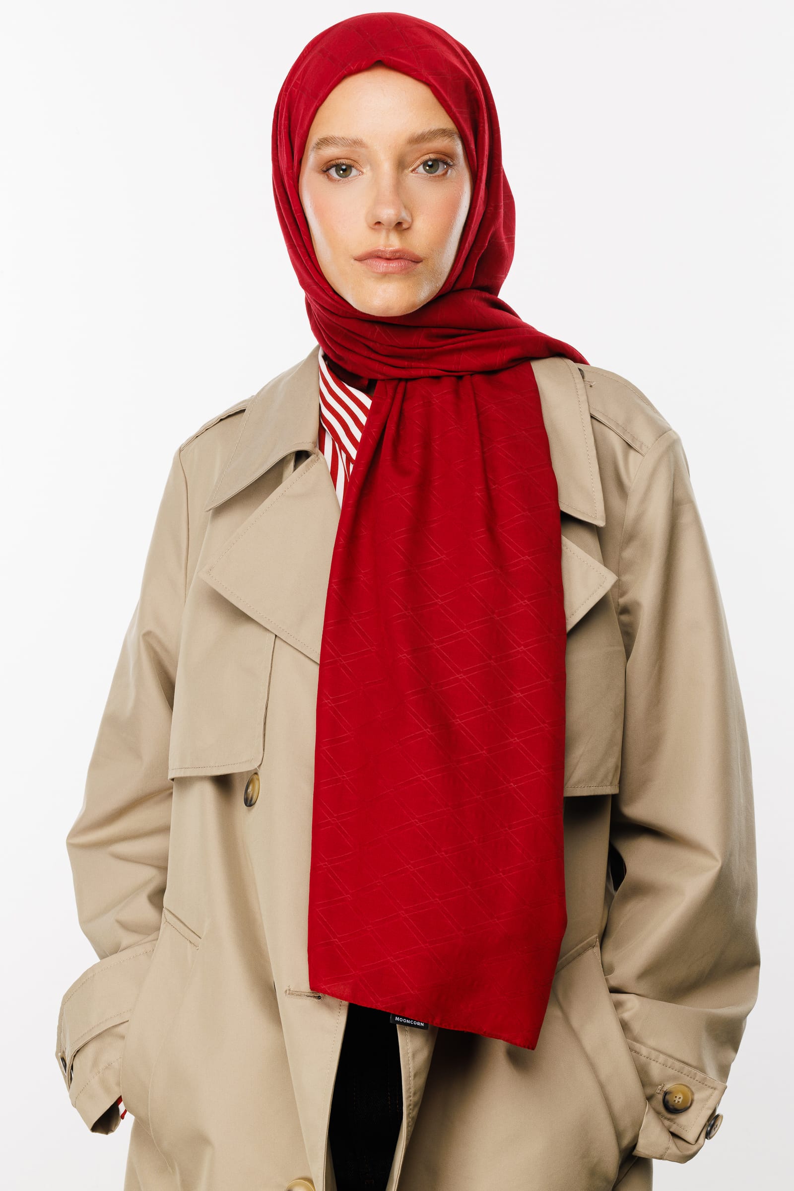 Bamboo Jacquard Shawl - Claret Red