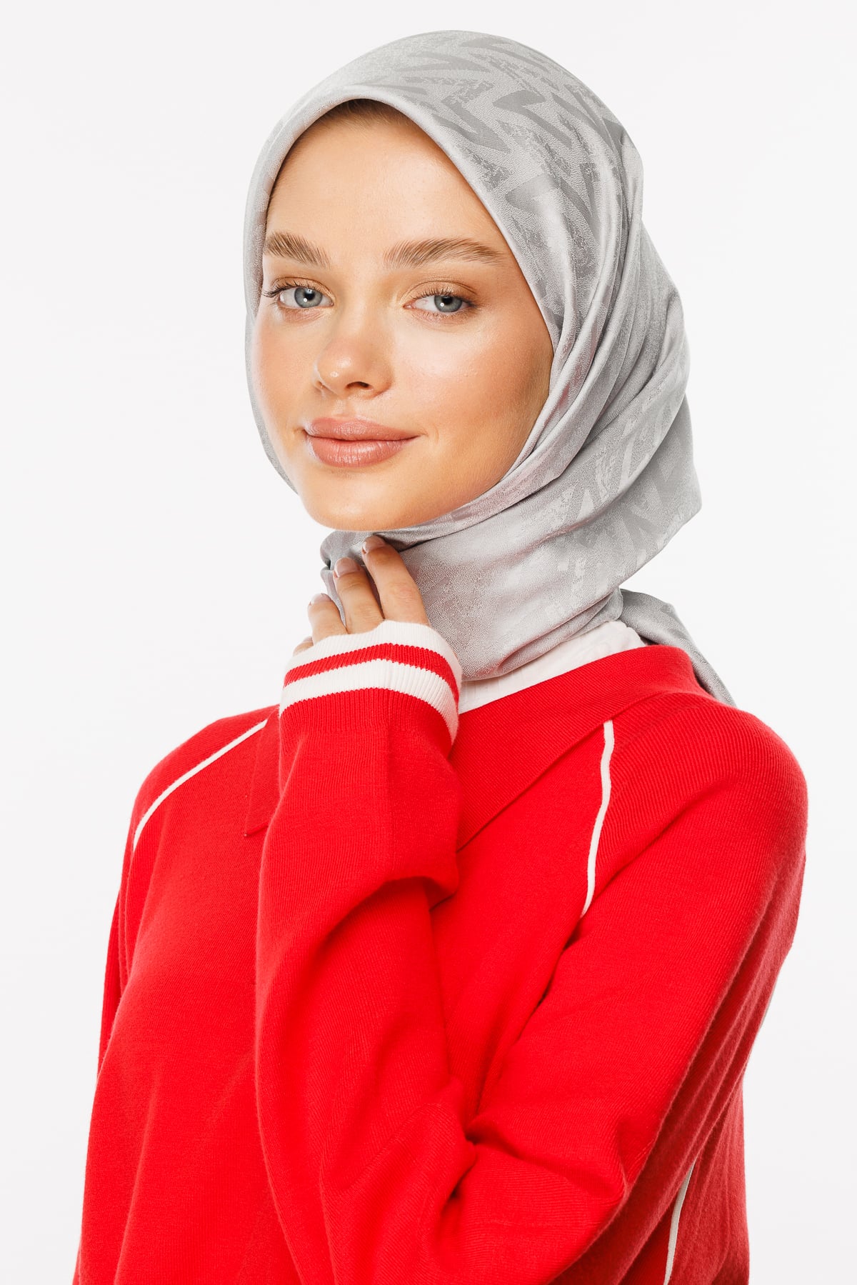 Luxury Jacquard Scarf - Silver