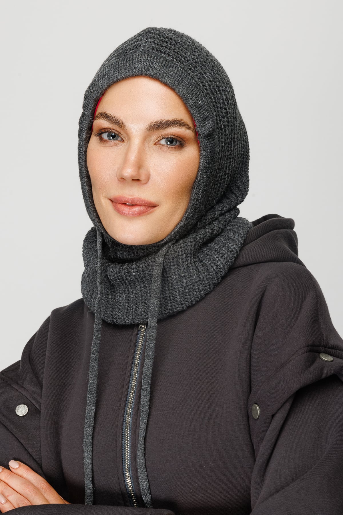 Toptan Balaclava Triko Başlık - Füme