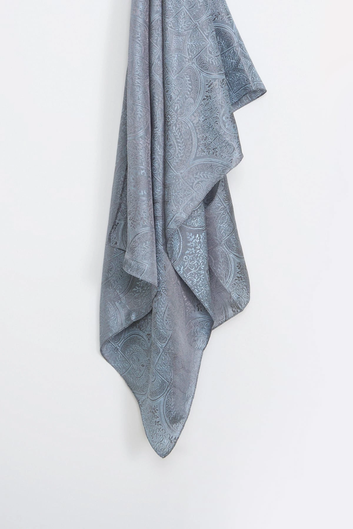 Shline Line Viscose Shawl - Dark Gray-Light Blue