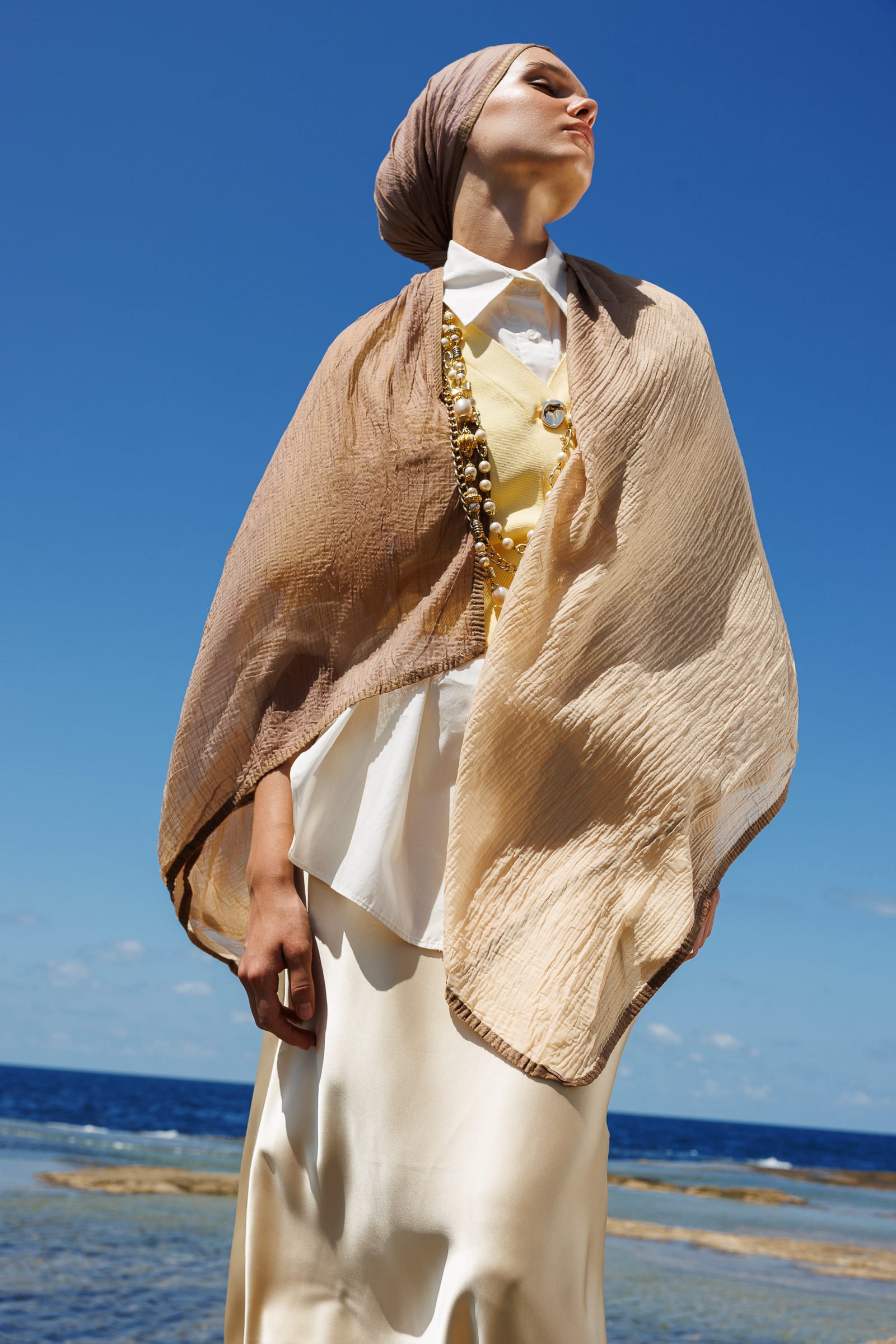 Ombre Muslin Shawl - Latte