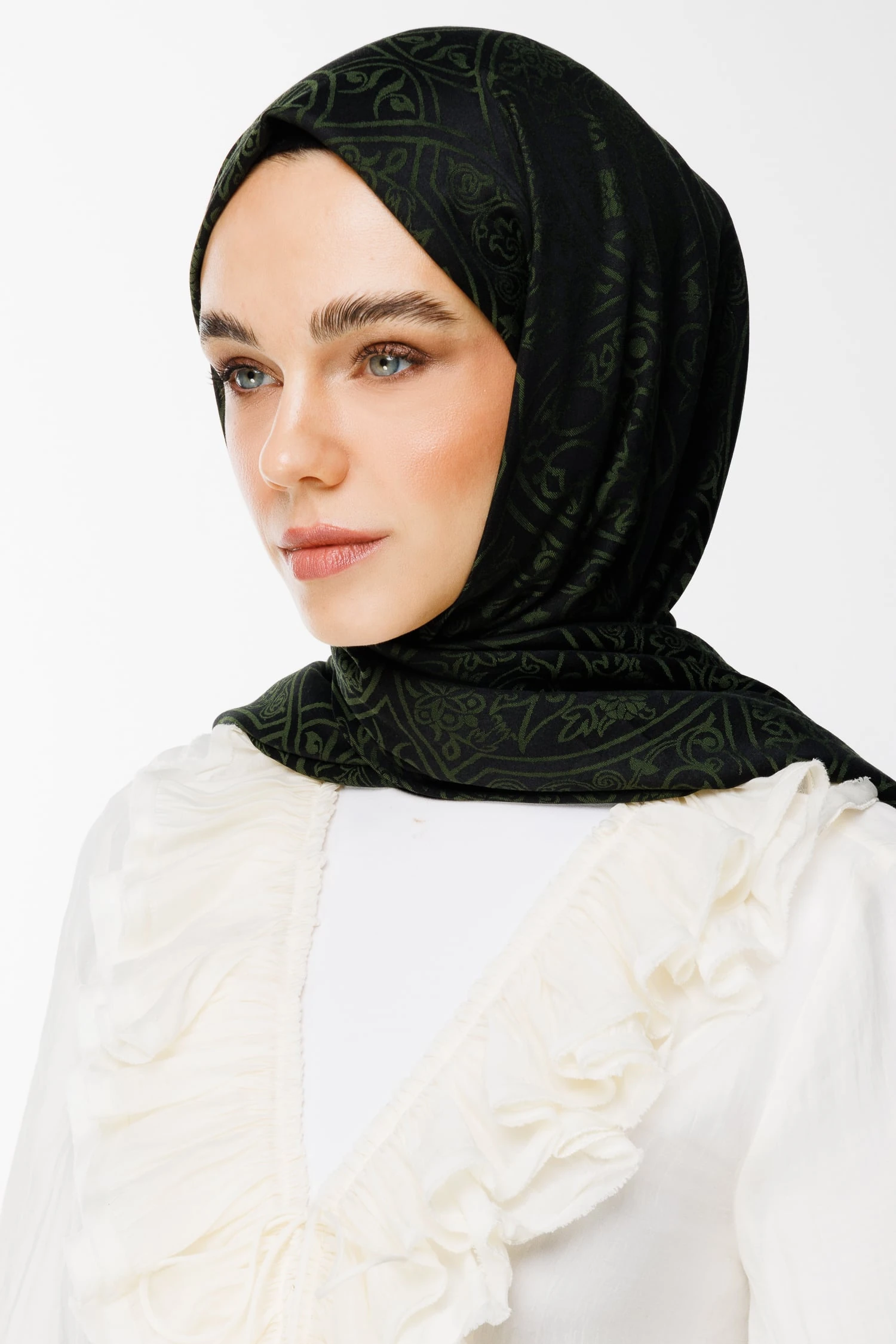 Morocco Pattern Double-Sided Shawl - Black-Khaki