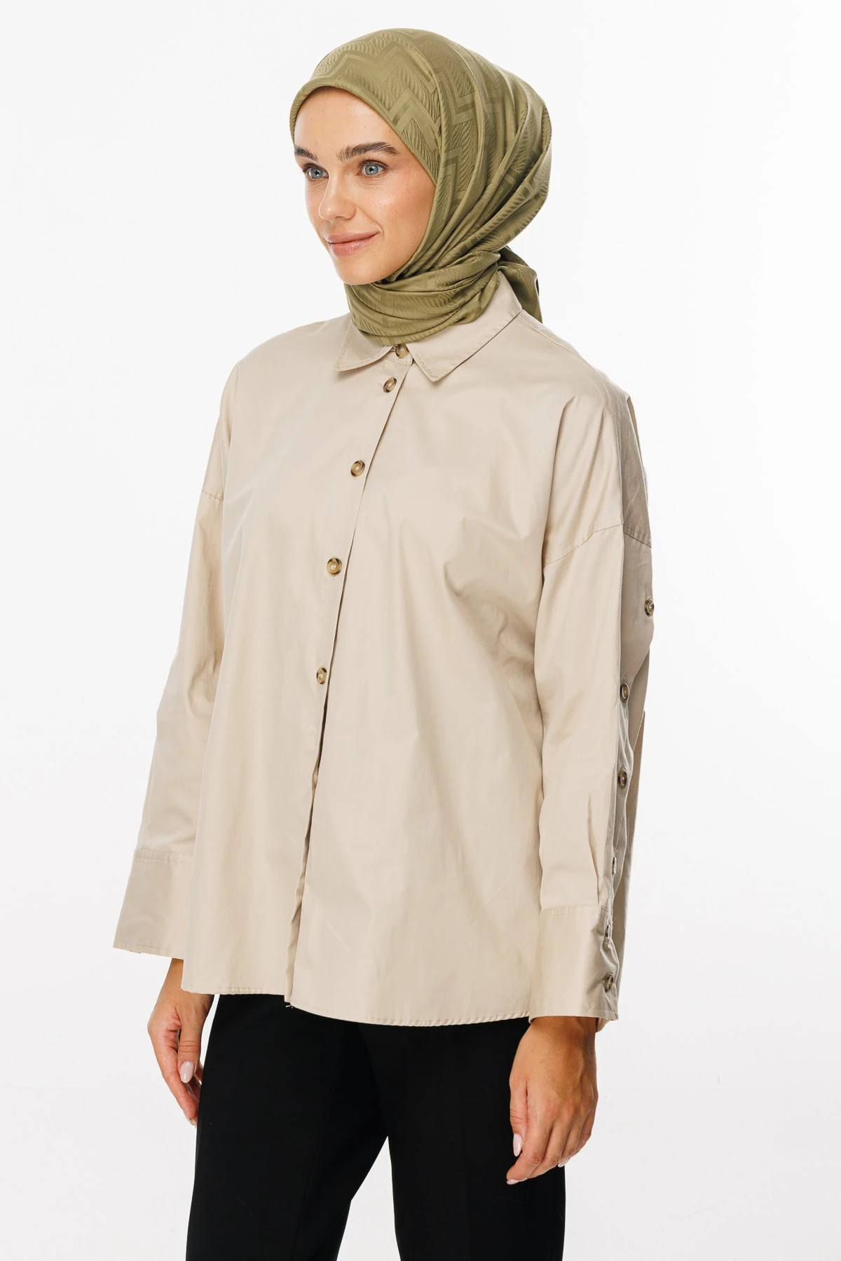 Viora Pattern Silky Jacquard Scarf - Soft Green