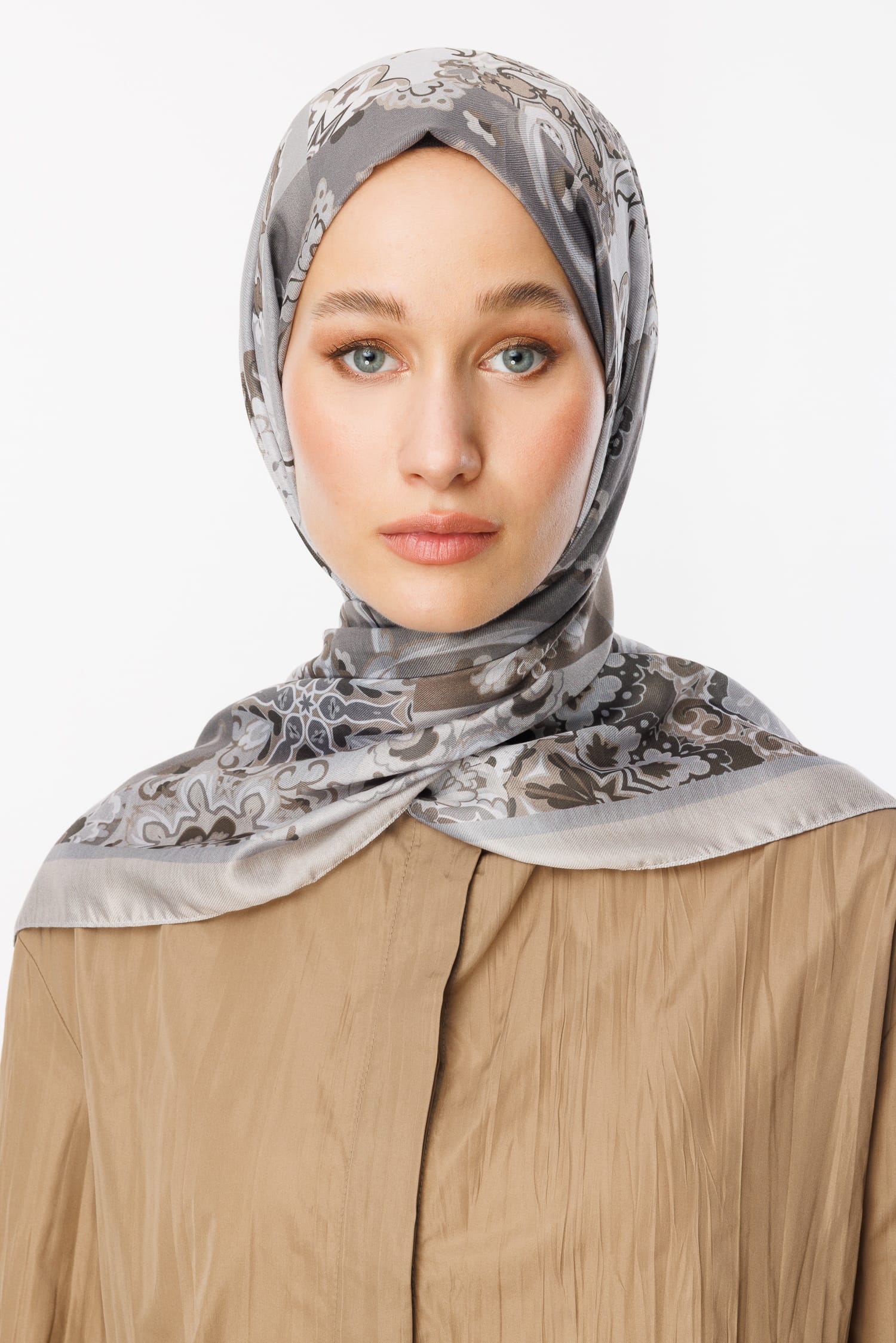 Wholesale Solhar Pattern Cotton Shawl - Stone Color