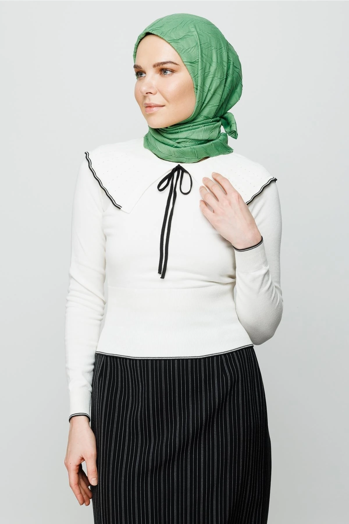 Pleated Bamboo Scarf - Aqua Green