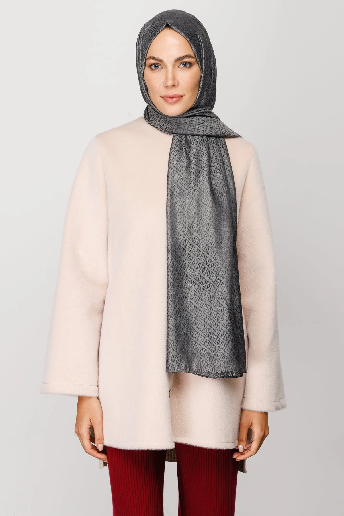 Toptan Forever Desen Parlak Jakar Şal - Füme