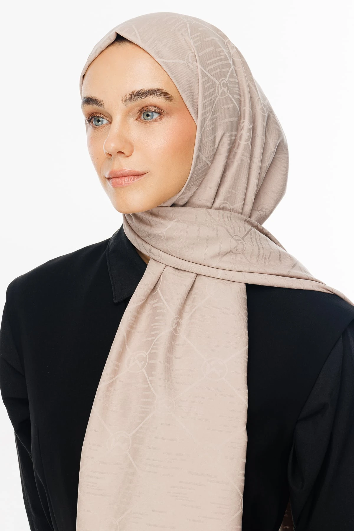 Toptan Moon Is Desen Jakar Şal - Bej