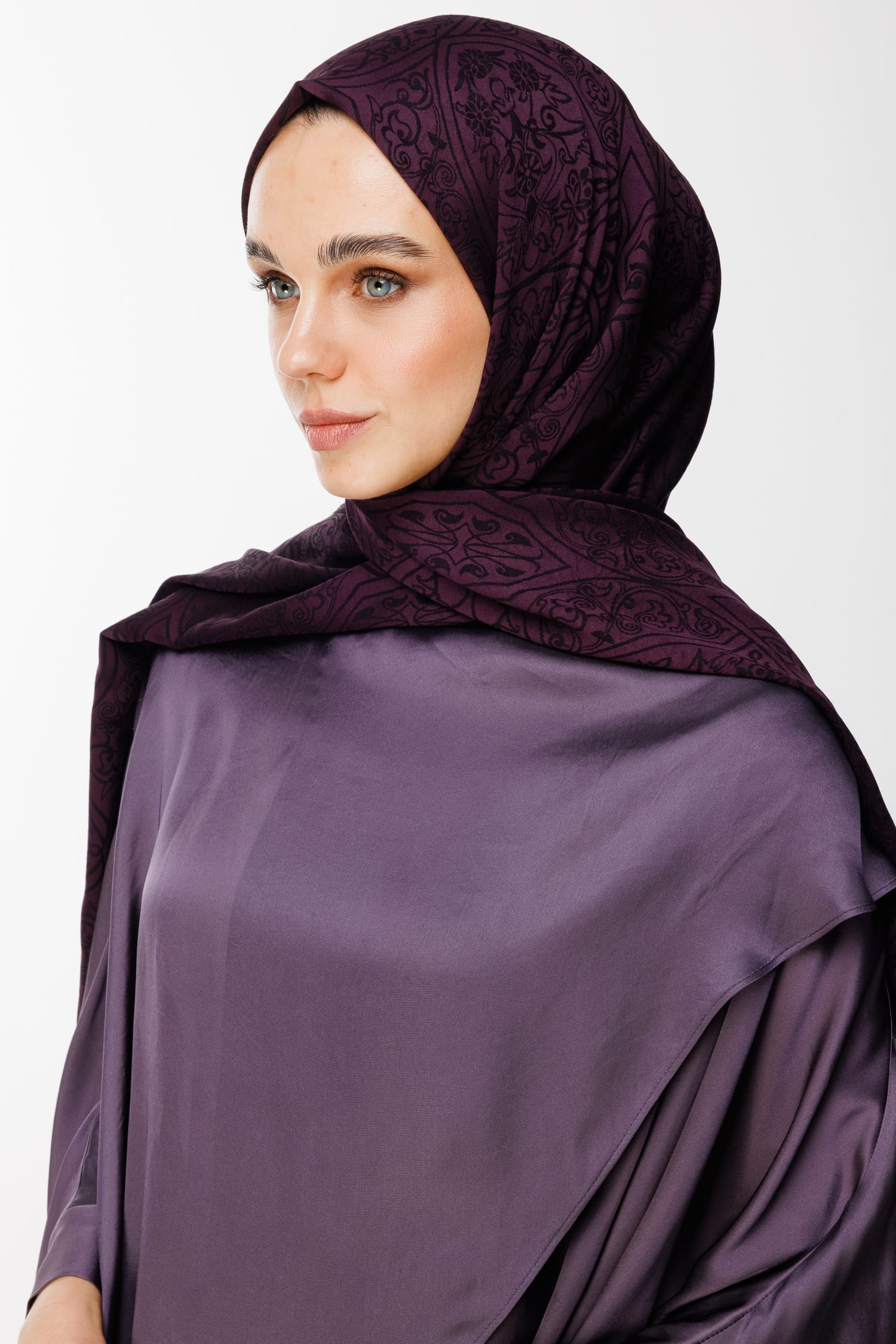 Morocco Pattern Double-Sided Shawl - Purple-Black