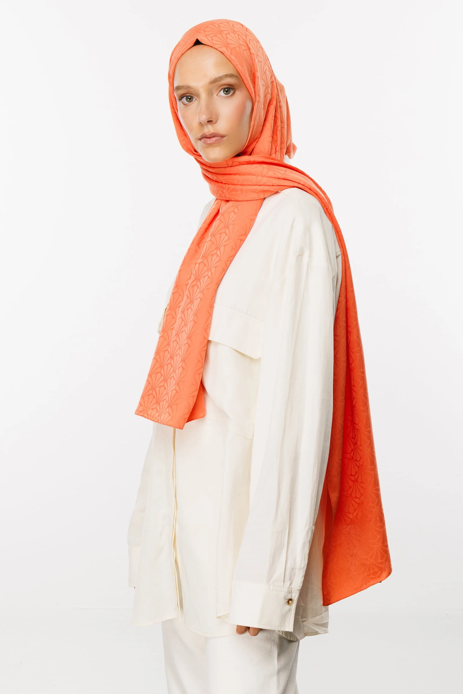 Lotus Pattern Silk Jacquard Shawl - Pinkymouth