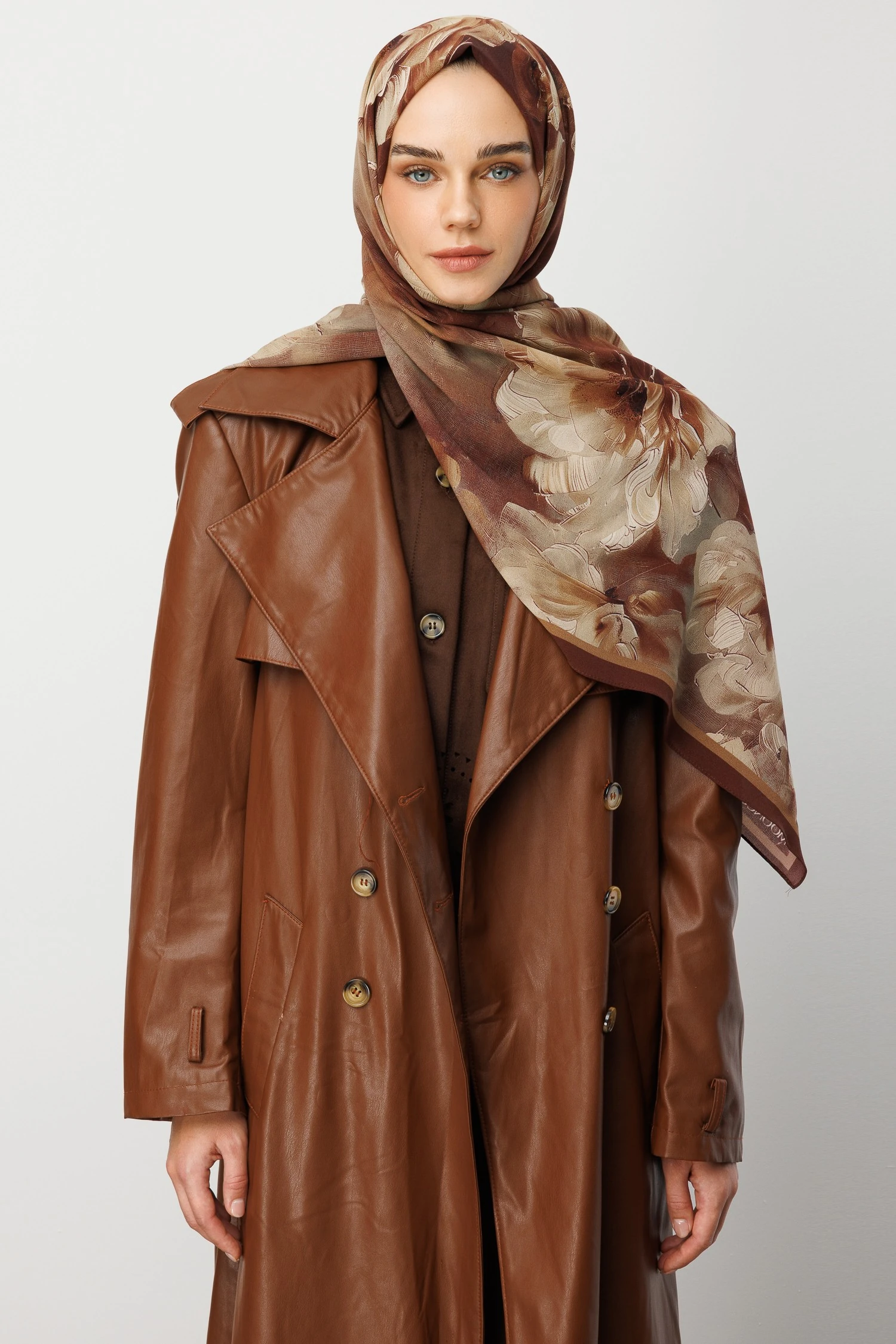 Toptan Rose Desen Hebei İpek Şal - Gül Kurusu