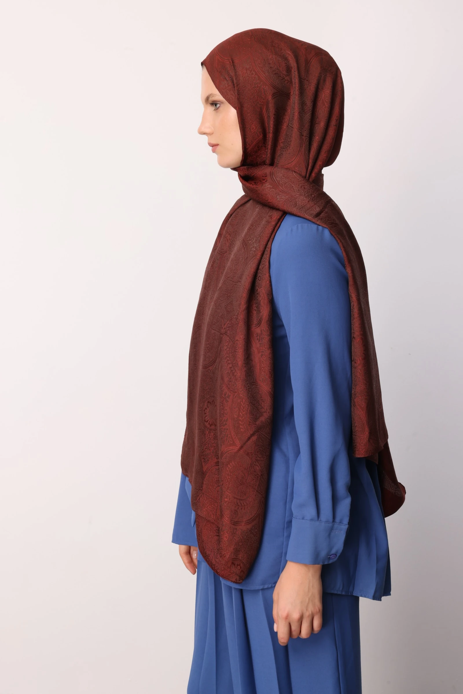 Shline Line Viscose Shawl - Bitter Coffee-Coffee