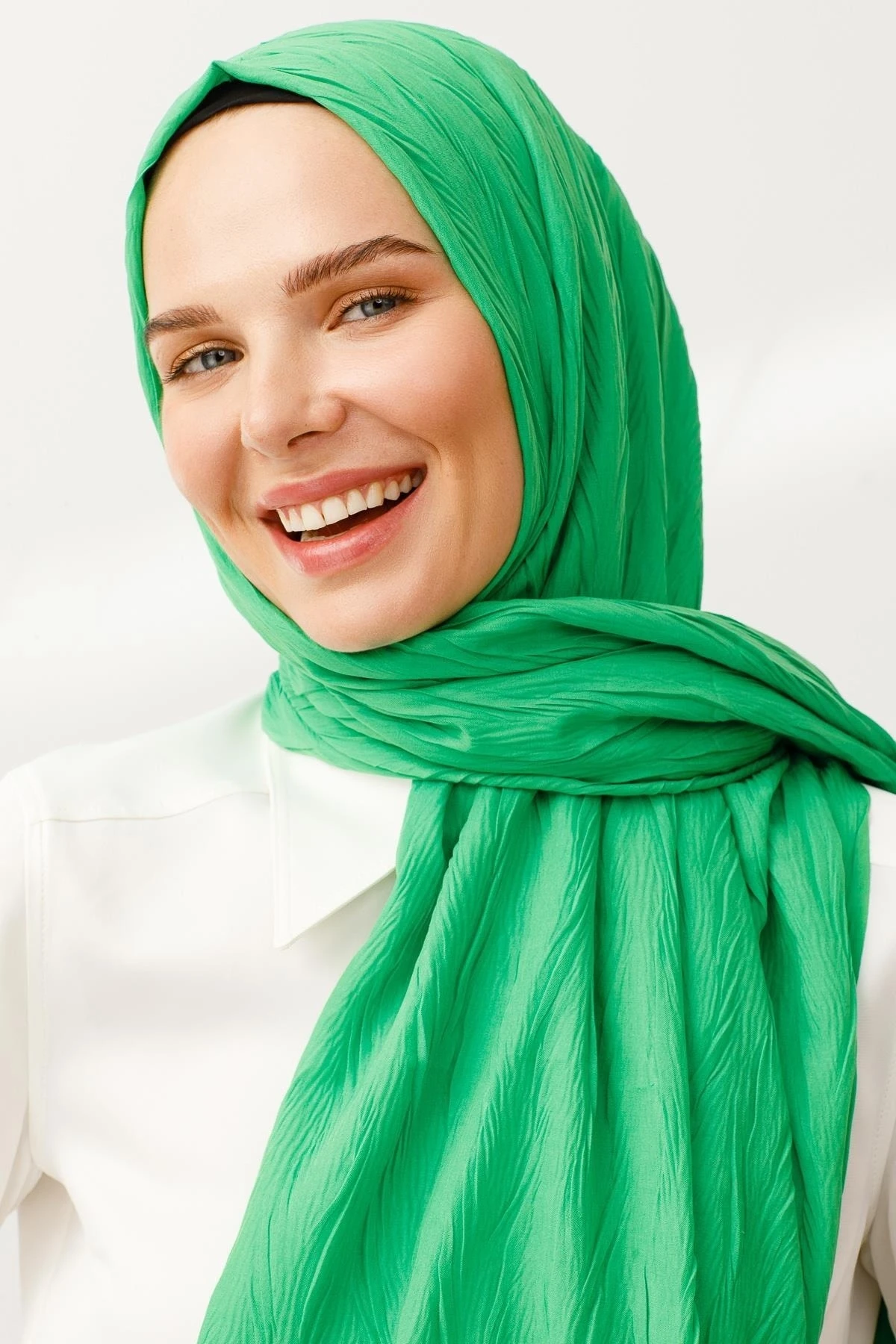 Toptan Piliseli Bambu Şal - Benetton Yeşili