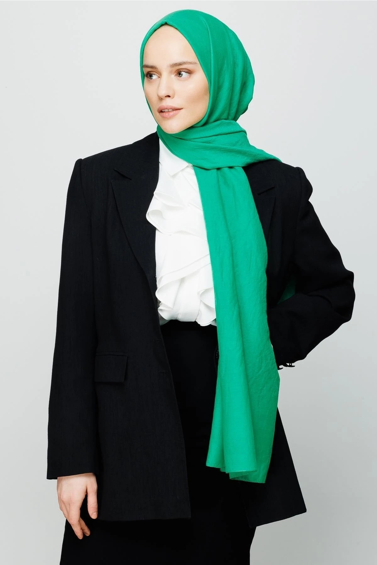 Cotton Crinkle Shawl - Benetton Green