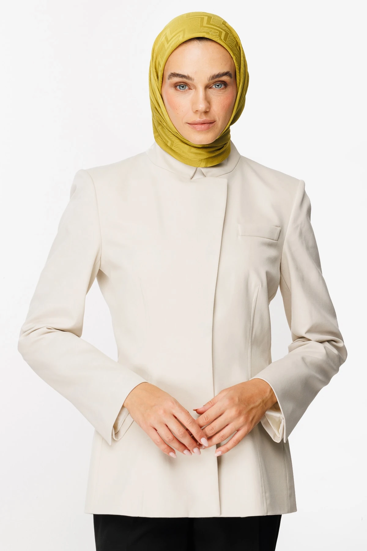 Toptan Viora Desen İpeksi Jakar Eşarp - Oliv Yeşili