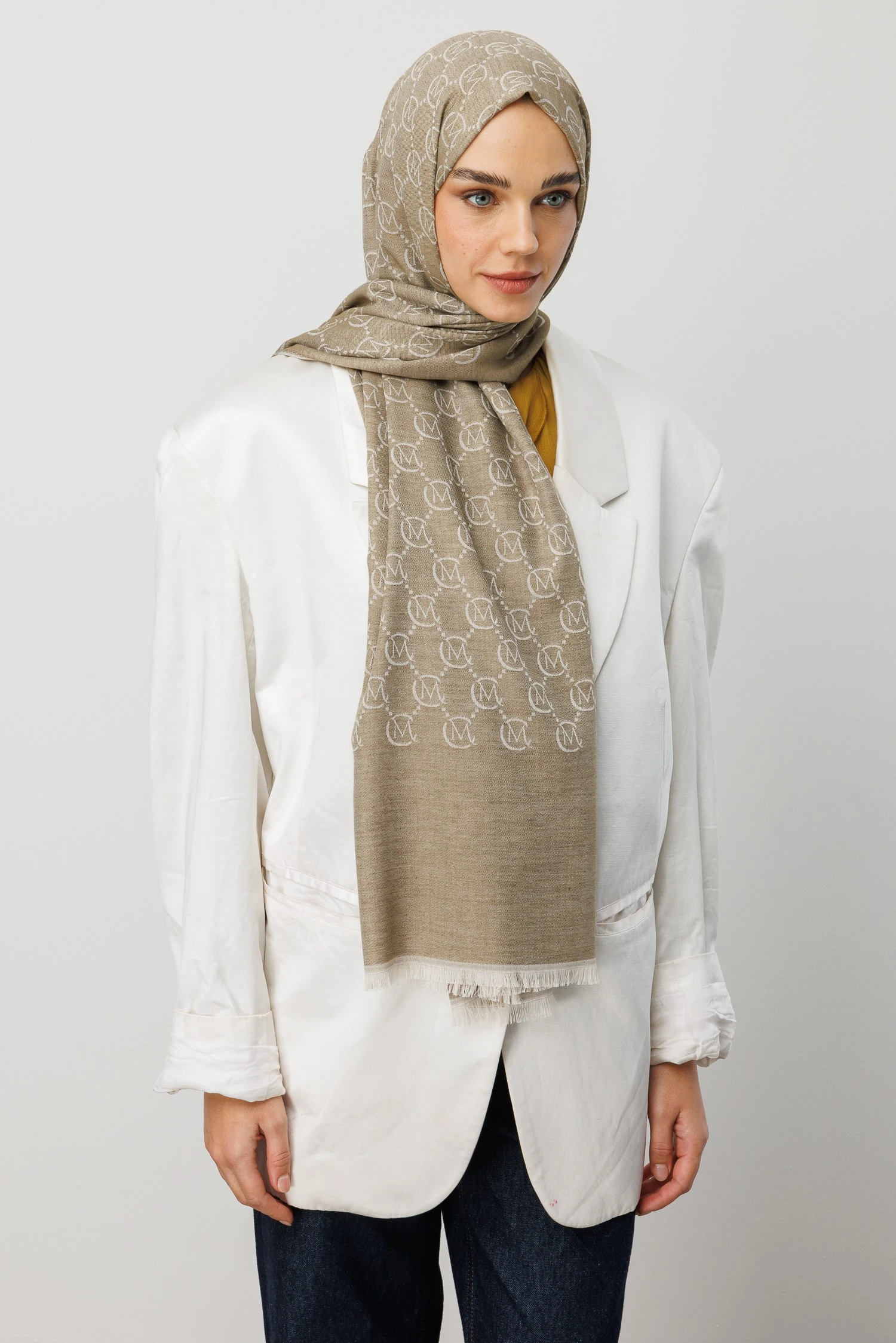 Toptan Yün İpek Şal - Soft Haki